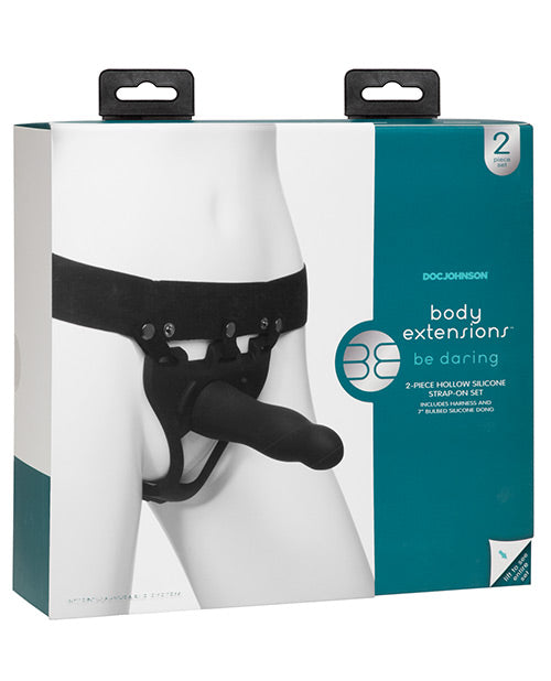 Premium Silicone Strap-On Harness with Hollow Dildo - 7 Inch Adult Toy for Couples (2-Piece Kit, Black) - Perfect for Role Play & LGBTQ+ Intimacy