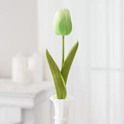 6 Pack Realistic Spring Green Tulip Stems - Artificial Silk Tulip Flowers for Home Decor, Easter Centerpieces, Wedding Bouquets & Spring Floral Arrangements