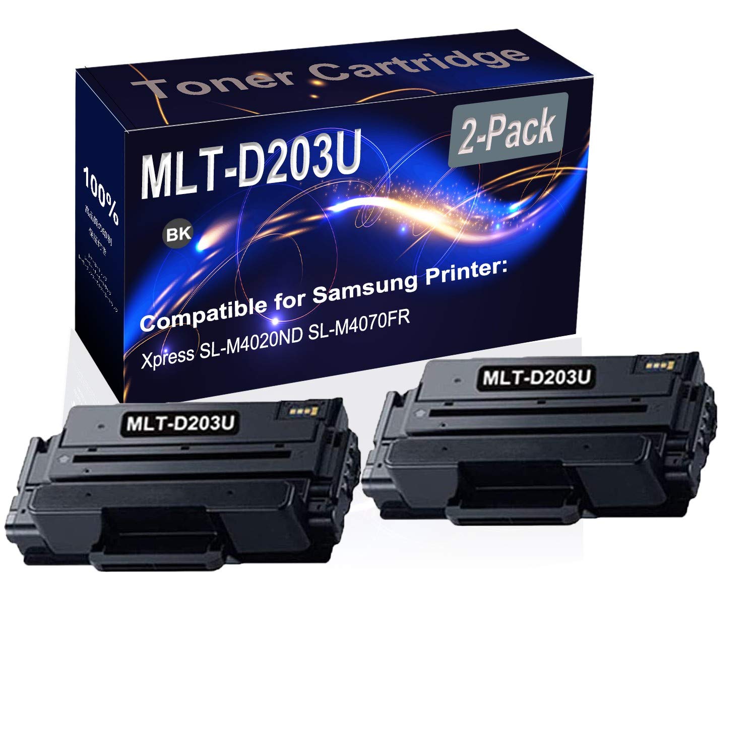 2-Pack High Yield Black MLT-D203U Compatible Toner Cartridge for Samsung Xpress SL-M4020ND SL-M4070FR Printers - Perfect for Office & Home Printing Needs