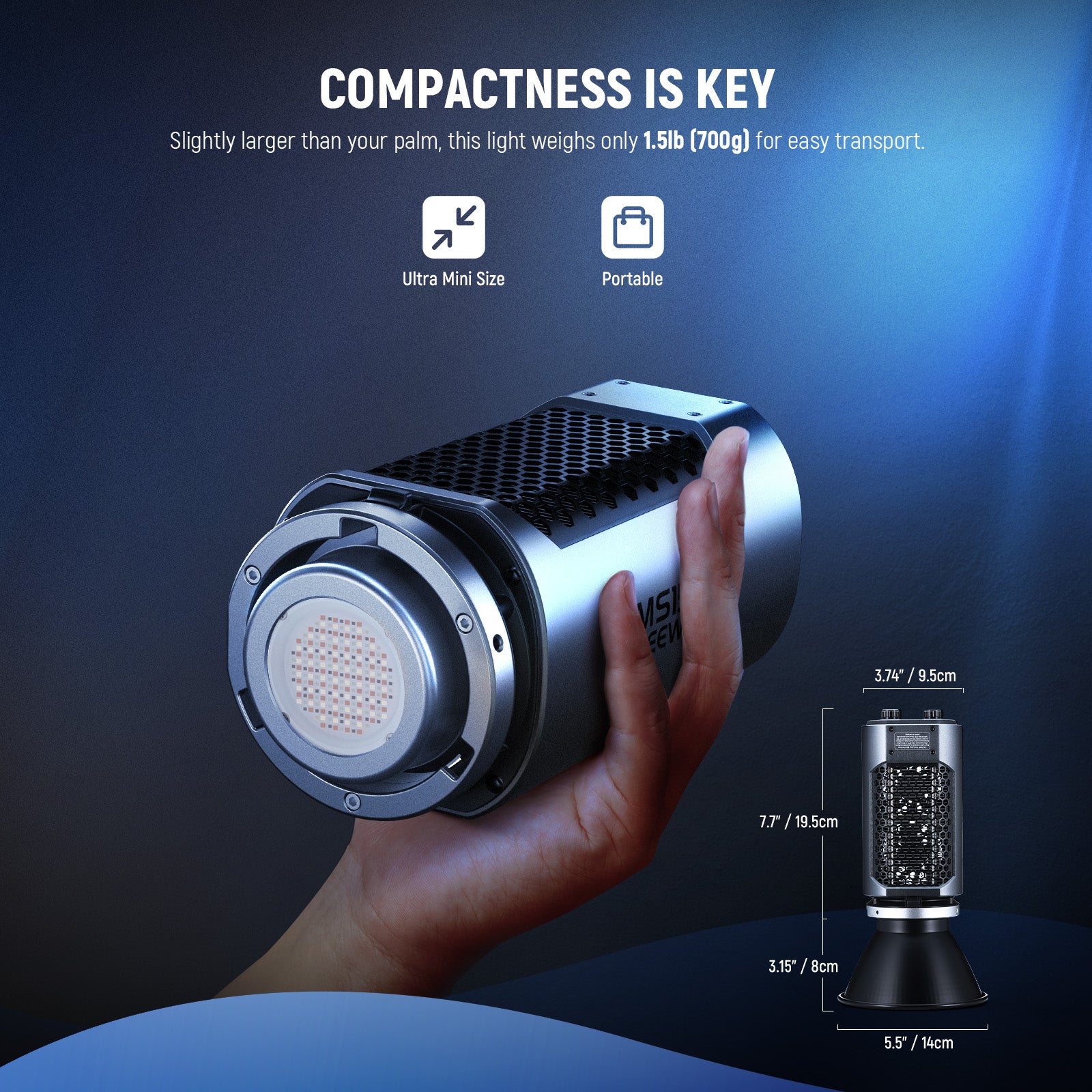 NEEWER MS150C 150W Mini RGB LED Video Light for Photography, YouTube Videos & Streaming - Compact Studio Lighting with Adjustable Color Temperature & Brightness Control