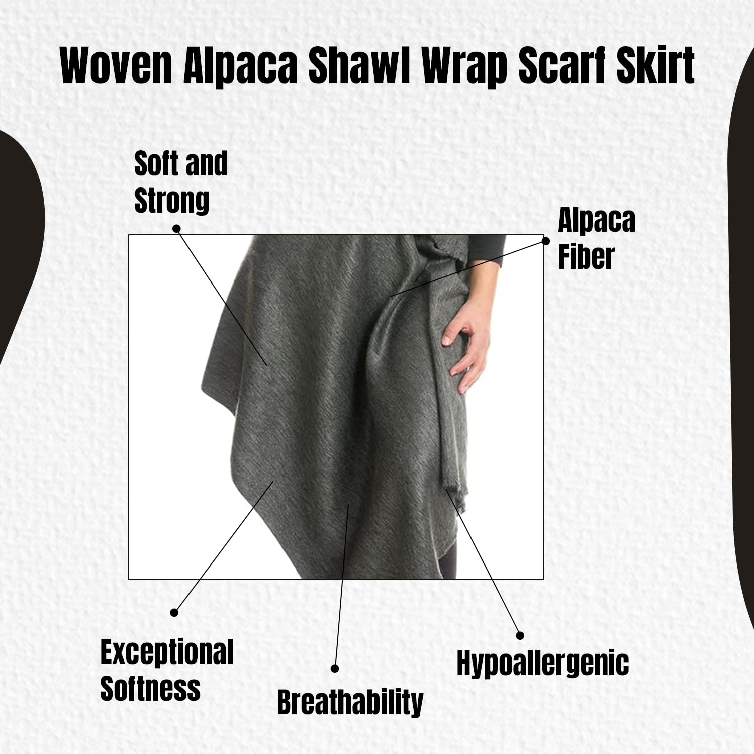 Soft & Warm Alpaca Wool Shawl Wrap - Eco-Friendly Winter Scarf for Men - Perfect for Cold Weather, Outdoor Activities & Holiday Gifts