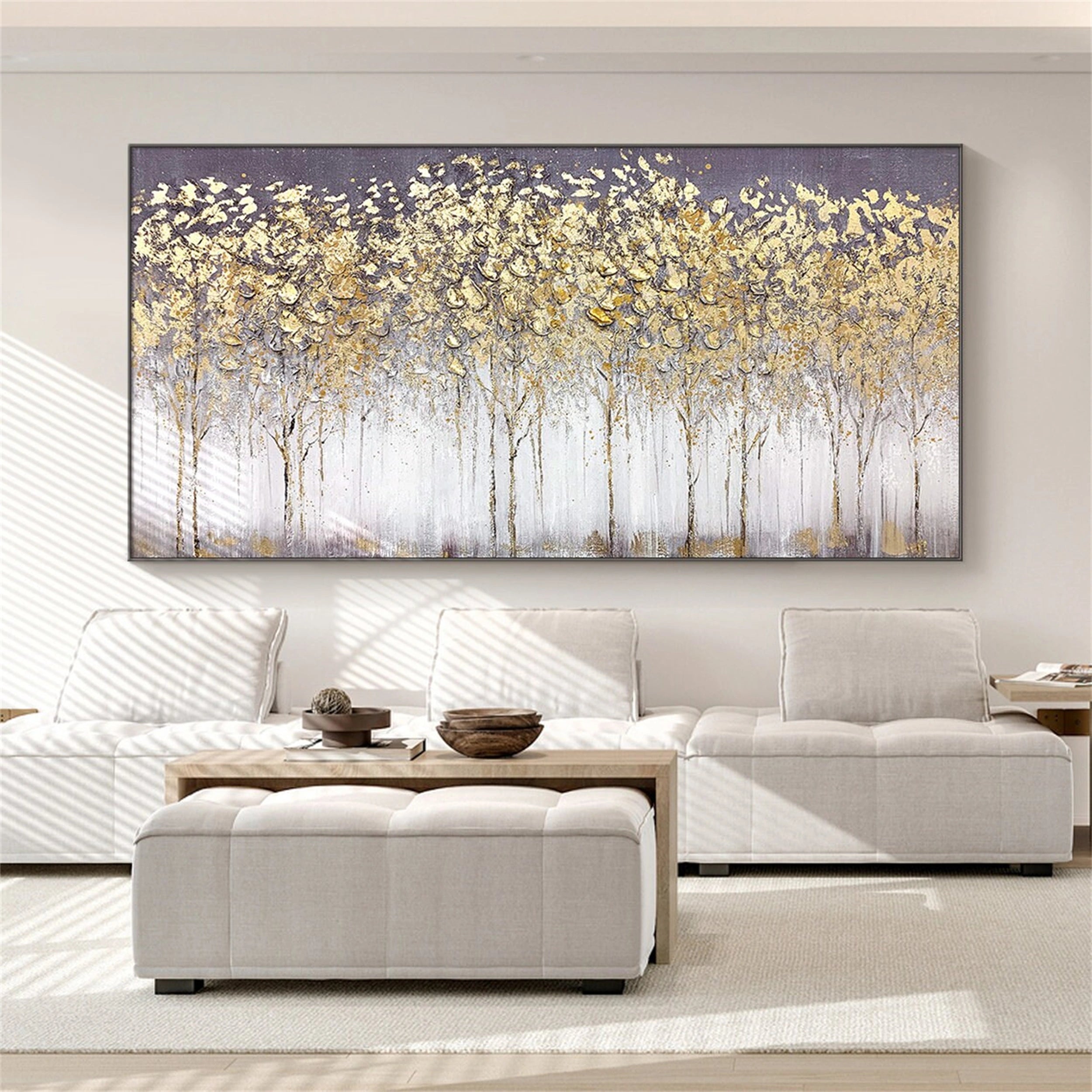 Beautiful Flower and Tree Painting #FT032 - Handmade Canvas Art for Home Decor, Living Room, Bedroom & Office Wall