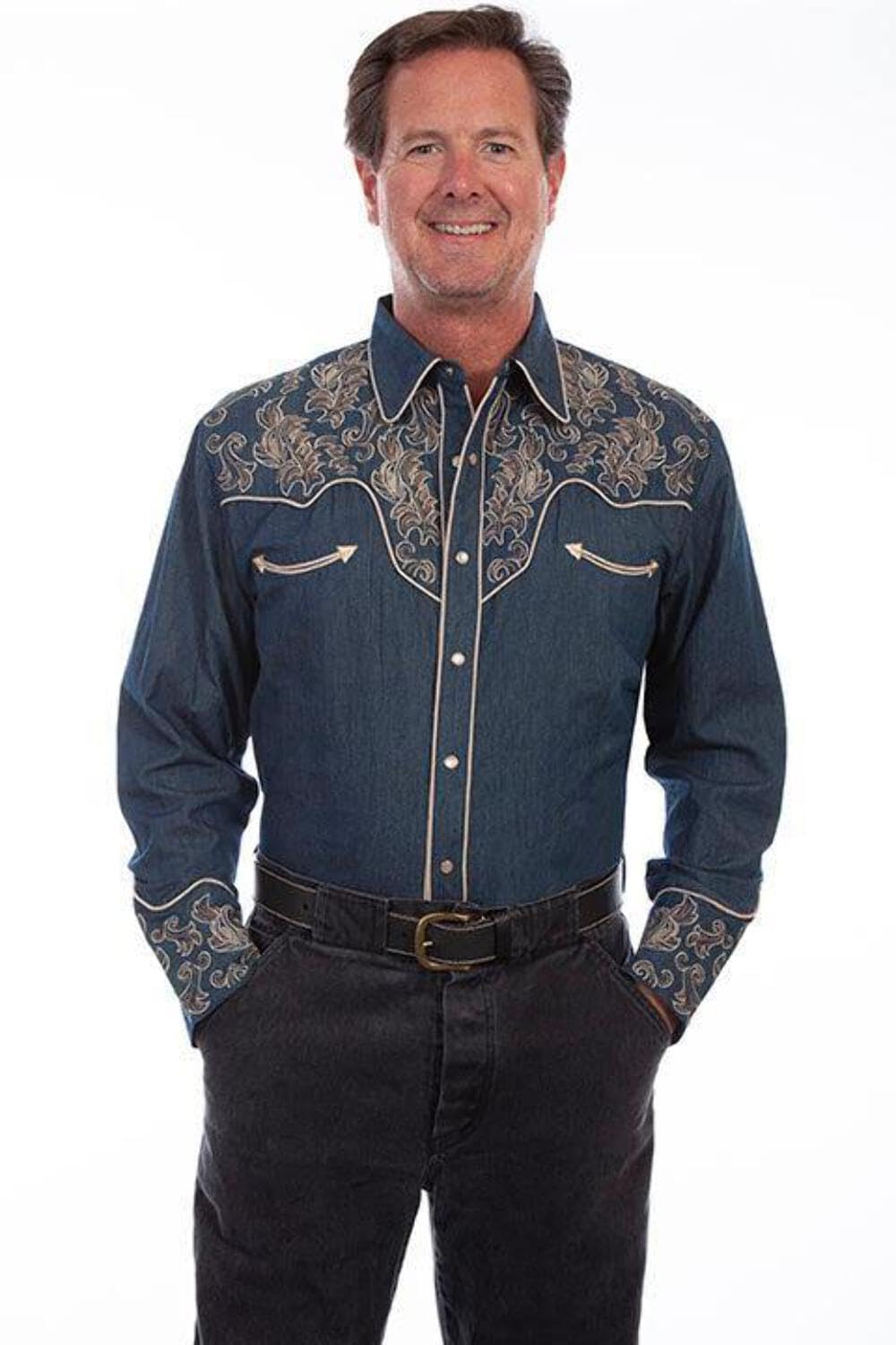 Scully Men's Western Boots - Genuine Leather Cowboy Boots for Men - Comfortable & Stylish Riding Boots - Perfect for Rodeo, Country Music Festivals & Outdoor Adventures