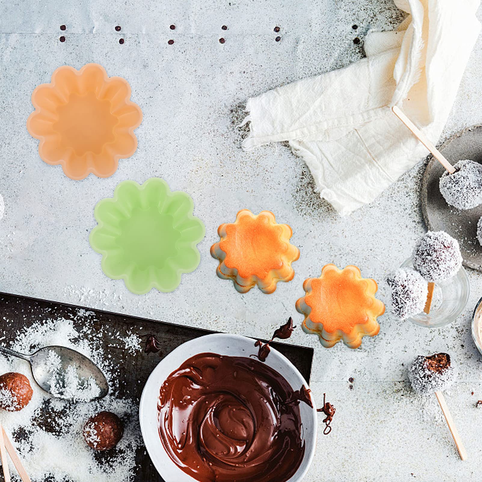 10-Piece Silicone Baking Cups Set - Reusable Cupcake & Muffin Molds for Baking, Non-Stick Cake Cups - Perfect for Home Baking, Party Desserts, and Kids Cooking Activities