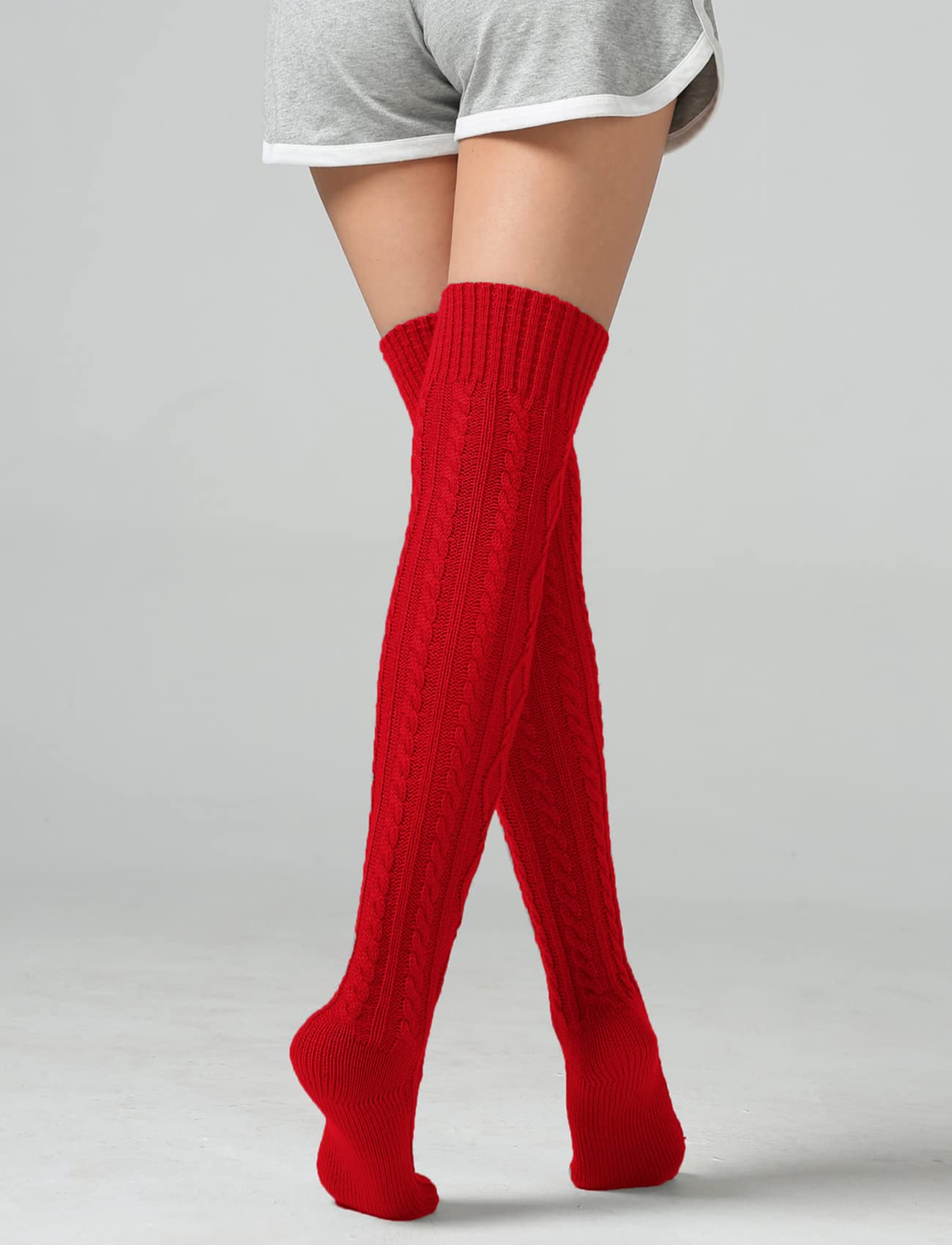 Leoparts Women's Cable Knit Thigh High Boot Socks - Extra Long Over The Knee Winter Stockings & Leg Warmers for Boots, Snow Days & Cozy Outfits