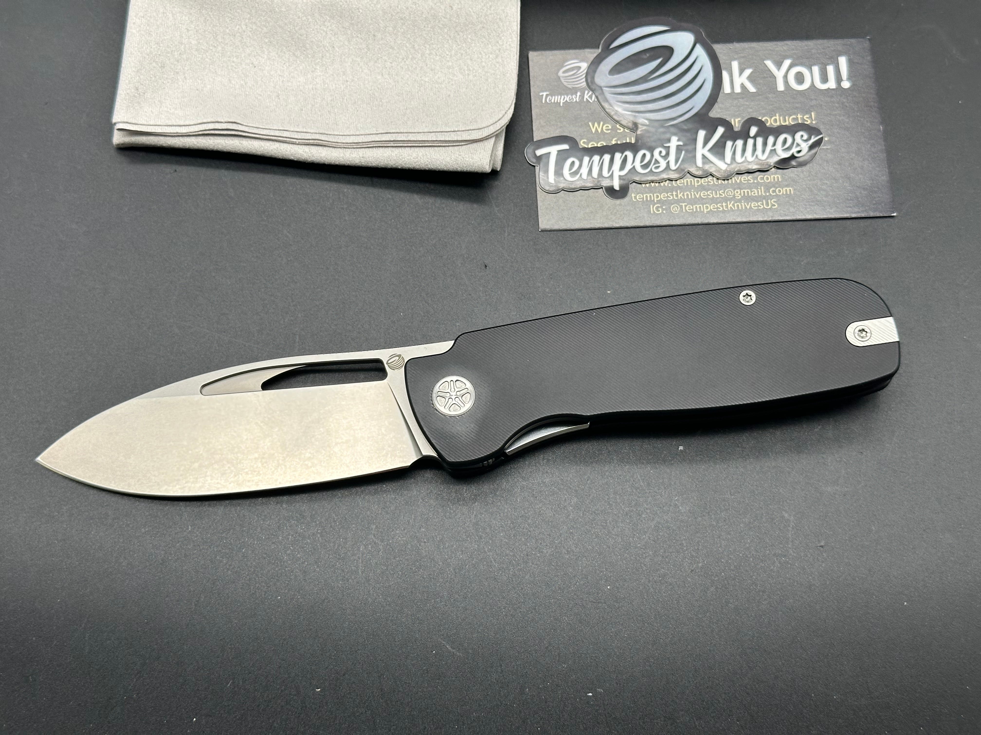 Tempest Knives Jetstream Black Titanium Handle with 154CM Blade - Premium EDC Folding Knife for Outdoor, Camping & Survival