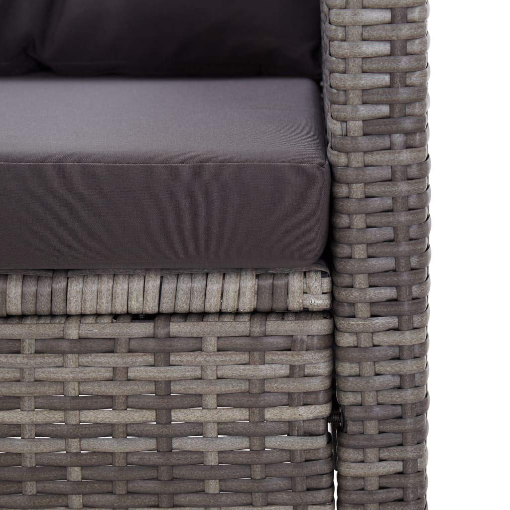 2-Seater Patio Sofa with Cushions - Outdoor Garden Furniture for Balcony, Backyard & Lounge - Gray Poly Rattan Sofa Chair - Perfect for Relaxing, Entertaining & Sunbathing