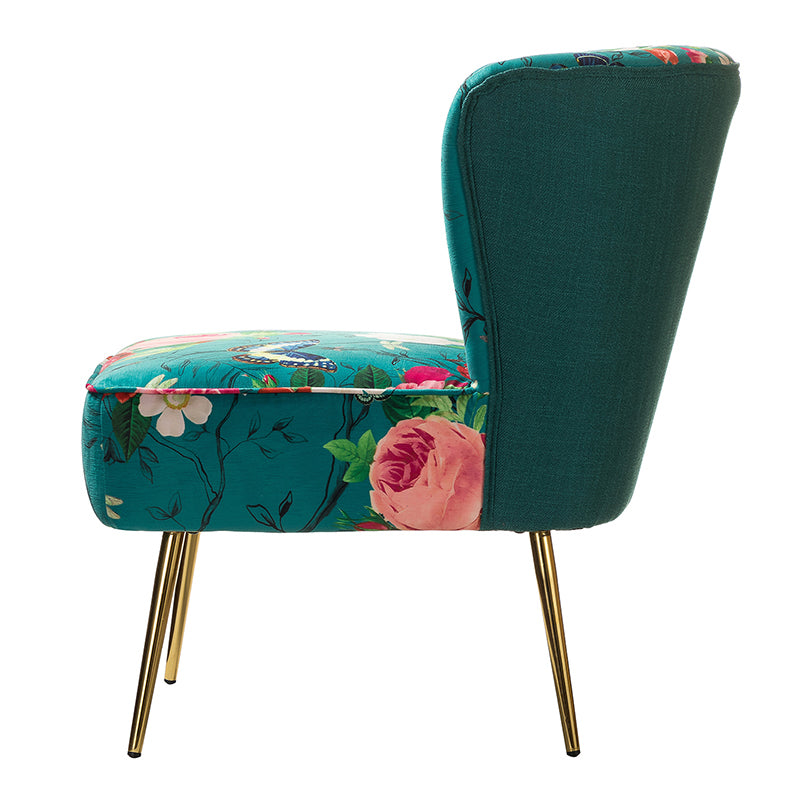 Luxury Coraline Velvet Barrel Chair with Tufted Back & Sturdy Metal Legs - Elegant Accent Chair for Living Room, Bedroom or Office Decor