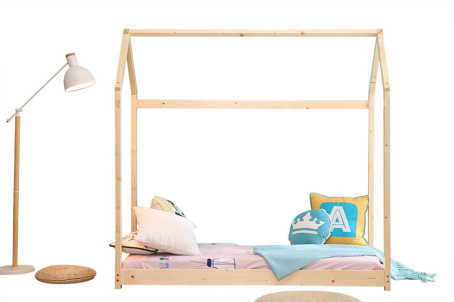 Silverylake 66x30 Inch House-Shaped Bed Frame for Kids & Toddlers - Wooden Bedroom Furniture Without Mattress - Perfect for Nursery, Playroom or Kids' Bedroom Decor