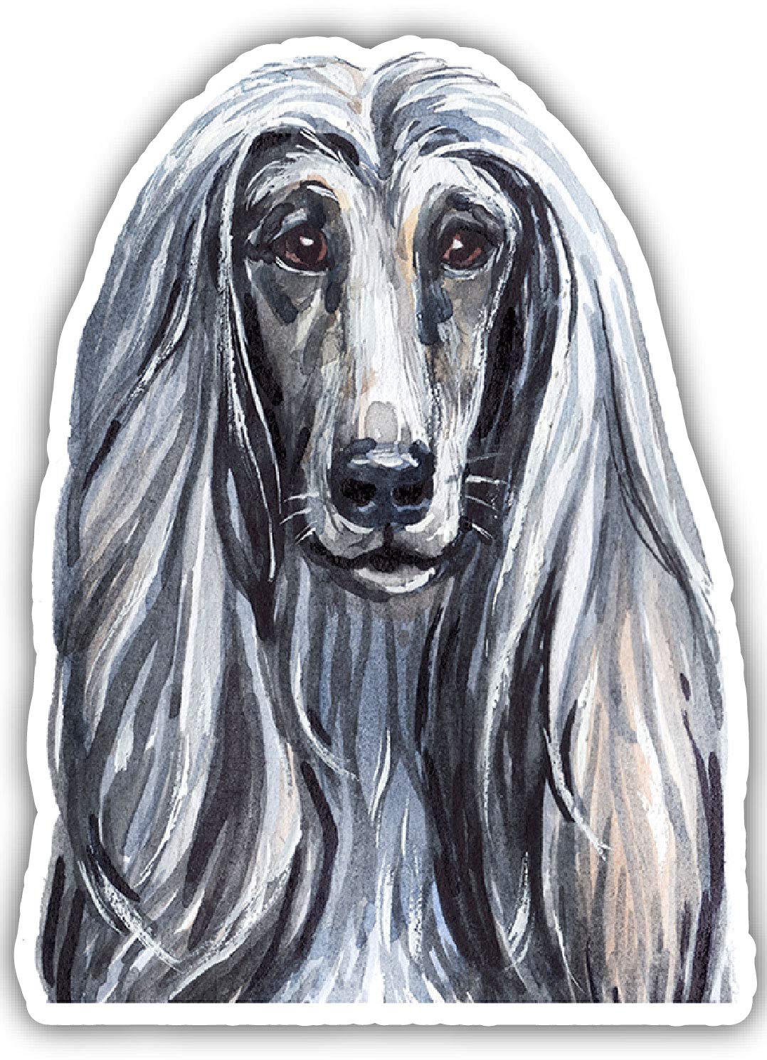 Afghan Hound Dog Breed Watercolor Stickers - 4 Inch Laser Cut Vinyl Decals (4-Pack) - Perfect for Laptops, Water Bottles & Car Windows