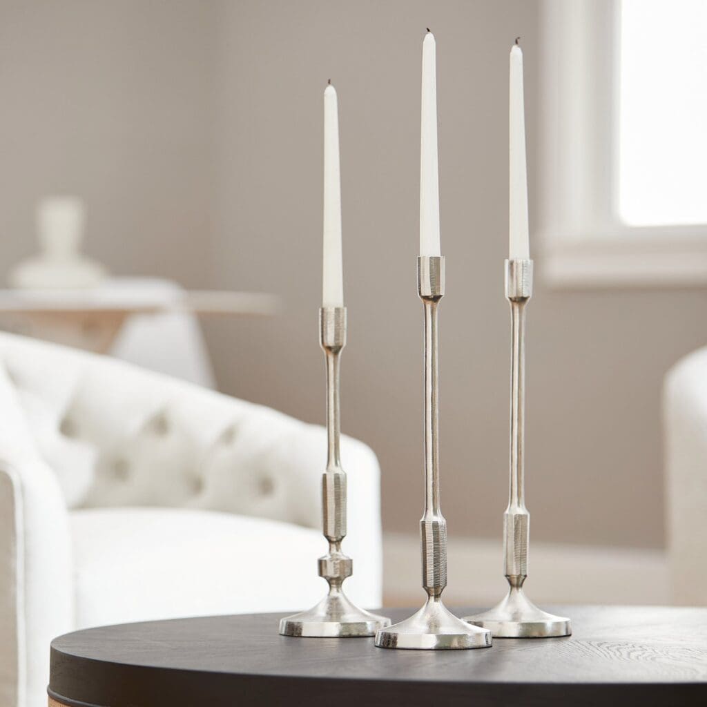 Cyan Design 10207 Cambria Large Nickel Candle Holder - Elegant Home Decor for Dining Table, Wedding Centerpiece & Holiday Decorations