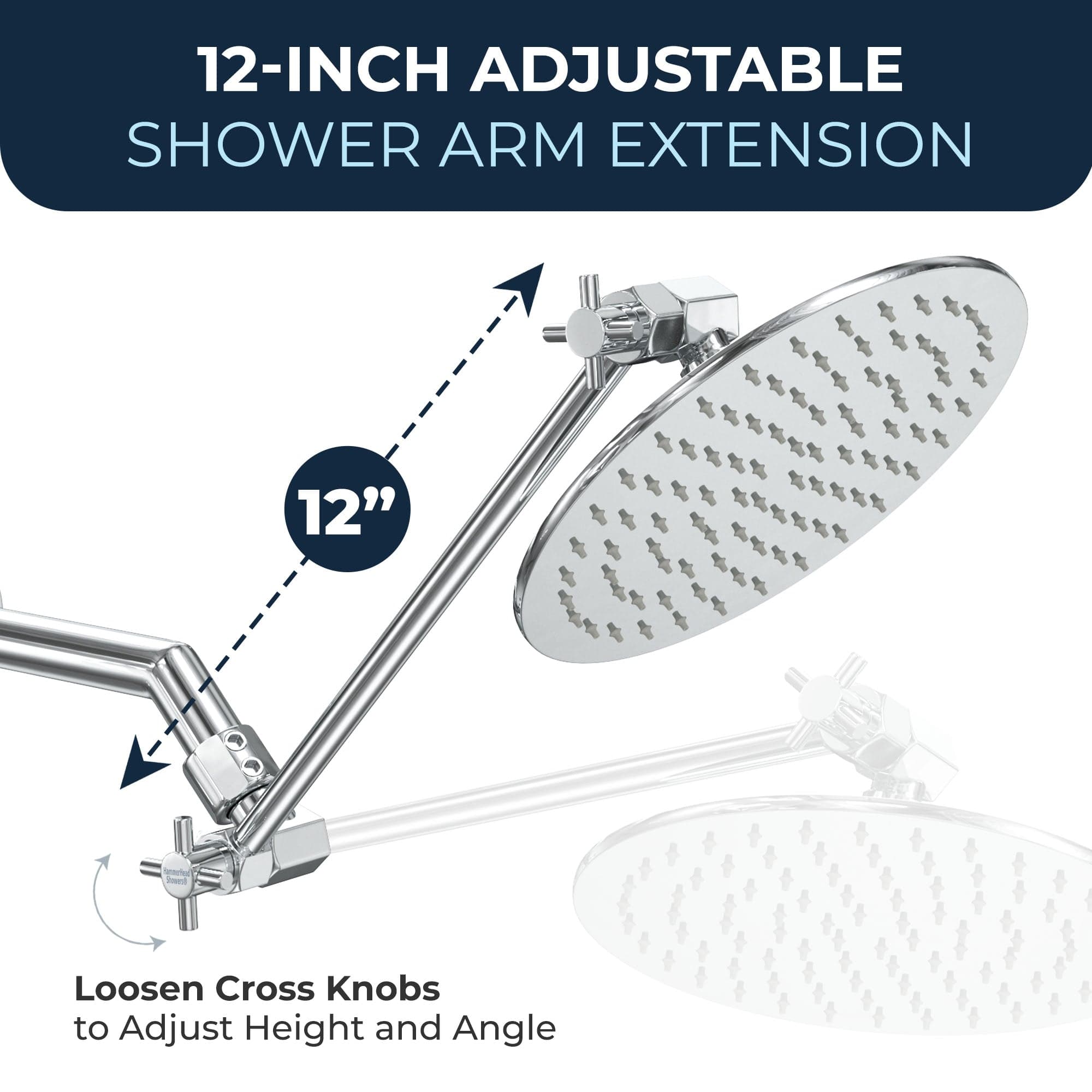 All Metal Adjustable Shower Arm Extension - Extendable Shower Pipe for Height Adjustment, Perfect for Bathroom Renovation & Comfortable Showering Experience