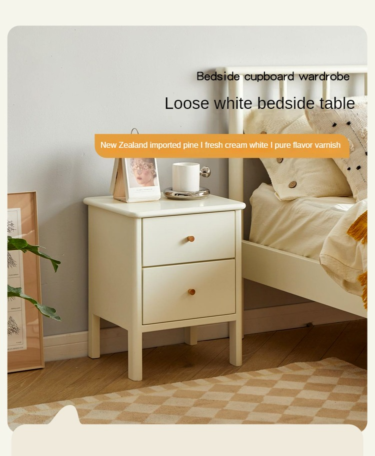 Premium White Beech Solid Wood Nightstand - Elegant Bedside Table for Bedroom, Guest Room & Nursery - Durable & Stylish Storage Solution