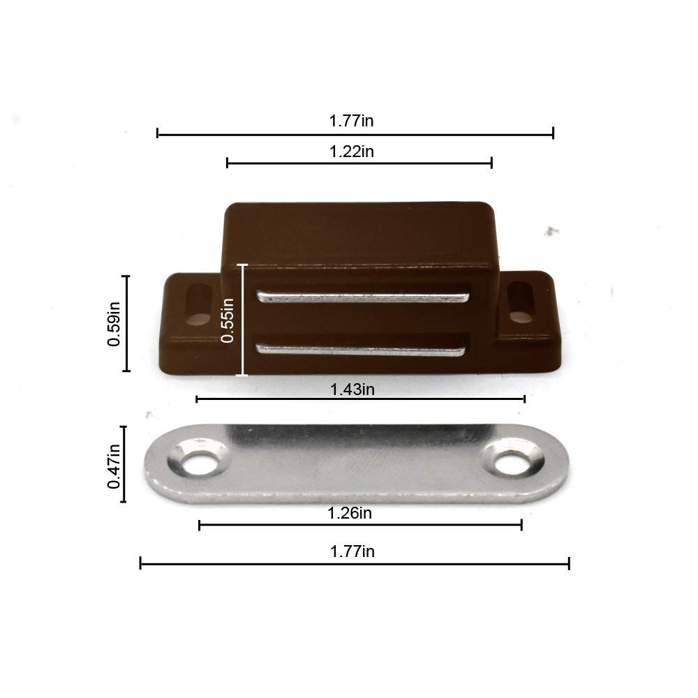 Premium Magnetic Cabinet Latch Set of 12 - Strong Hold for Doors, Drawers & Shutters - Easy Installation with Included Screws - Durable Brown Finish - Perfect for Kitchen Cabinets, Wardrobes & Furniture Organization