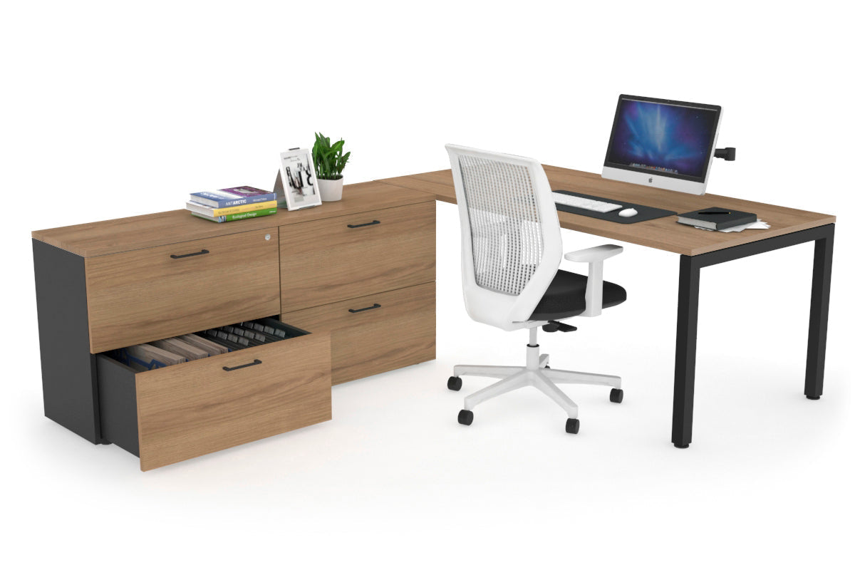 Quadro Square Executive Black Frame Office Desk [1800L x 700W] - Modern Workspace Solution for Home & Business Offices