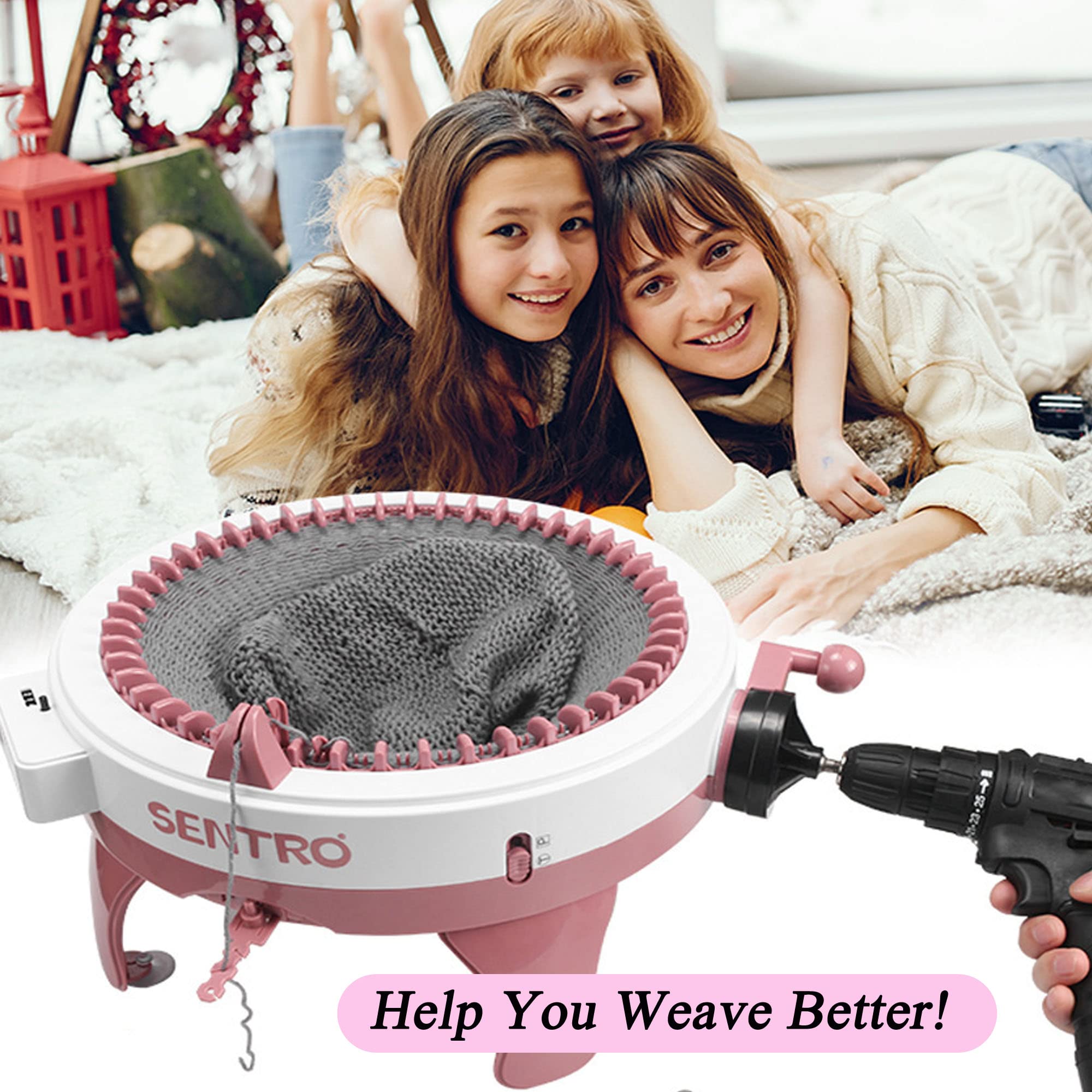 UGpine Power Adapter for Sentro 22/40/48 Knitting Machines - Quick Knit Drill Attachment with Hex Steel Bit & Crank Handle - Compatible with Jamit - Black (Perfect for DIY Knitting Projects & Crafting Accessories)