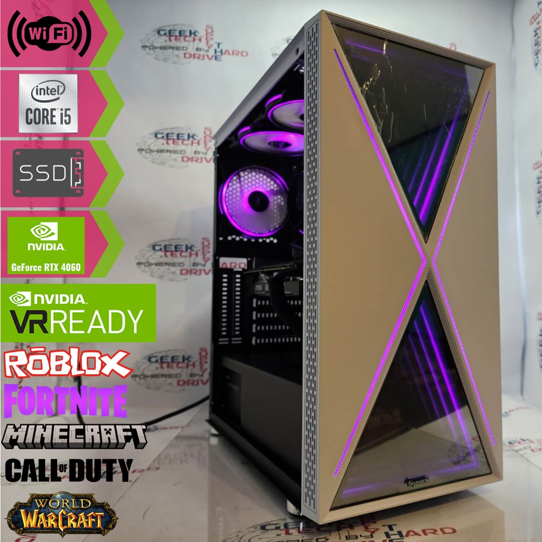 Custom Gaming PC Desktop Computer - Intel Core i5, NVIDIA RTX 4060, 1TB SSD, 16GB DDR5, Blackwidow White B760 - Perfect for Esports, Streaming & High-Performance Gaming
