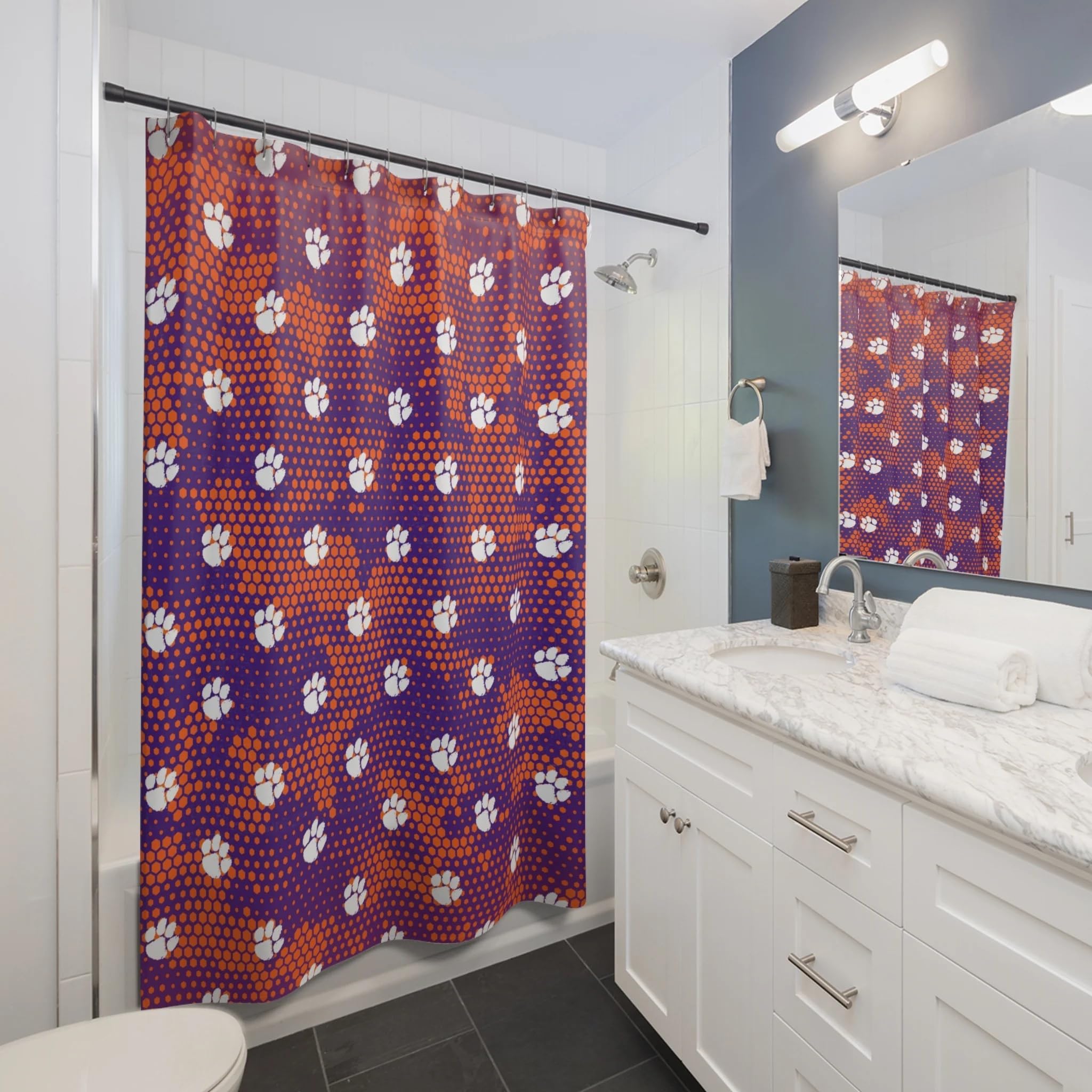 Clemson Tigers Shower Curtain 71x74 Inches - Durable Waterproof Bathroom Decor with Vibrant Team Colors, Machine Washable & Easy Care - Perfect for Game Day, College Dorm, or Fan Cave Decor