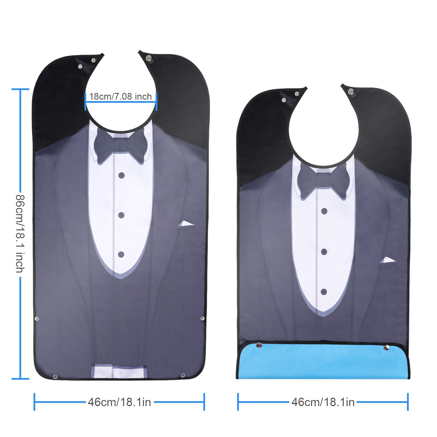 Luckits 4 Pack Reusable Waterproof Adult Bibs for Men & Elderly - Soft Washable Eating Aprons for Dining, Funny Cloth Protector for Elderly Patients, Men & Women - Perfect for Mealtime, Nursing Homes & Dementia Care