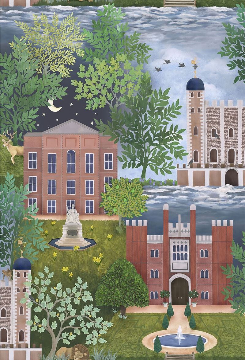 118/1001 | Palace Tales Large, Terra & Pet Novelty Wallpaper by Cole & Son - Perfect for Living Room, Bedroom & Home Decor