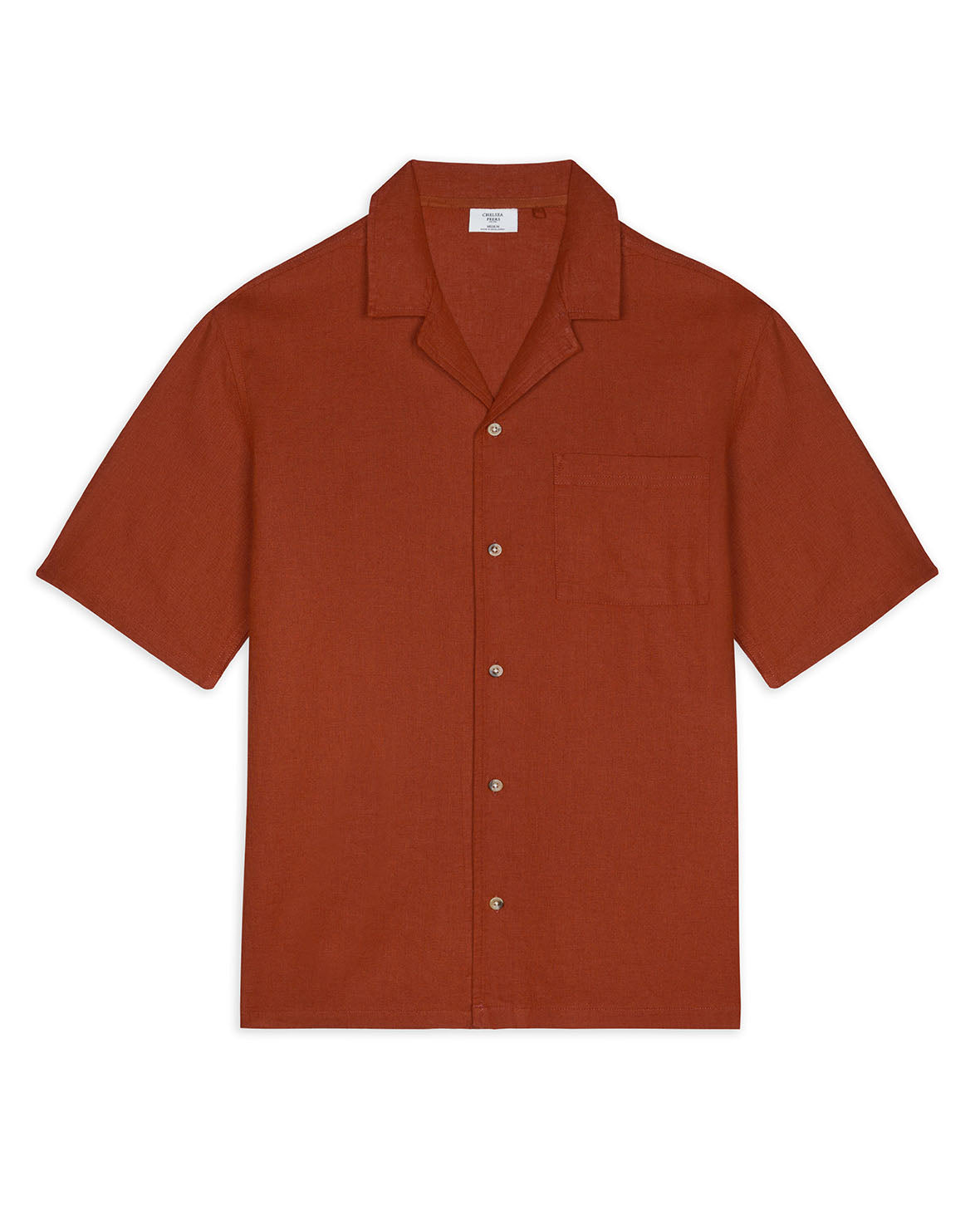 Breathable Linen Blend Short Sleeve Shirt for Men - Rust Color | Casual Summer Wear & Outdoor Activities