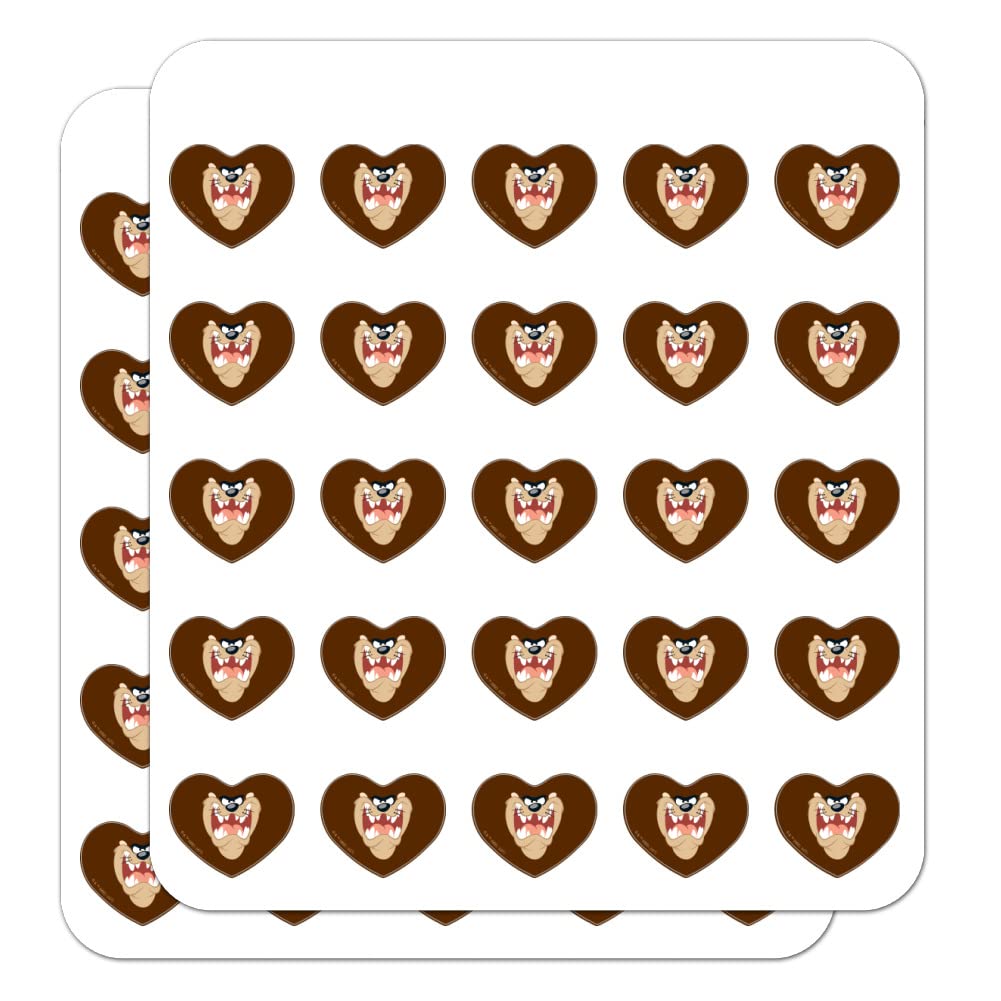 Looney Tunes Taz Face Heart Shaped Planner Stickers - Cute Cartoon Scrapbook Decals for Bullet Journals, Calendars & DIY Crafts - Perfect for School, Office & Gift Giving