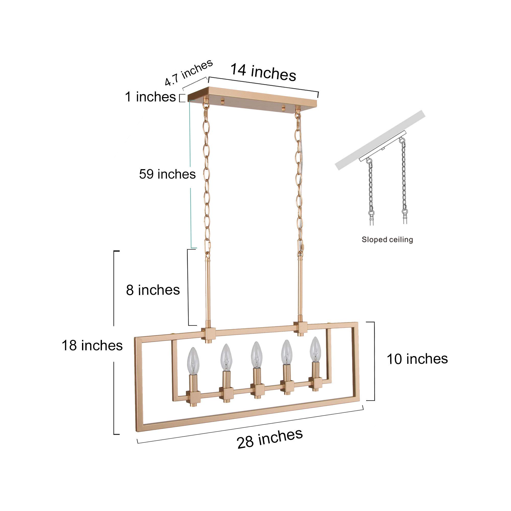 Modern 5-Light Gold Chandelier - 28