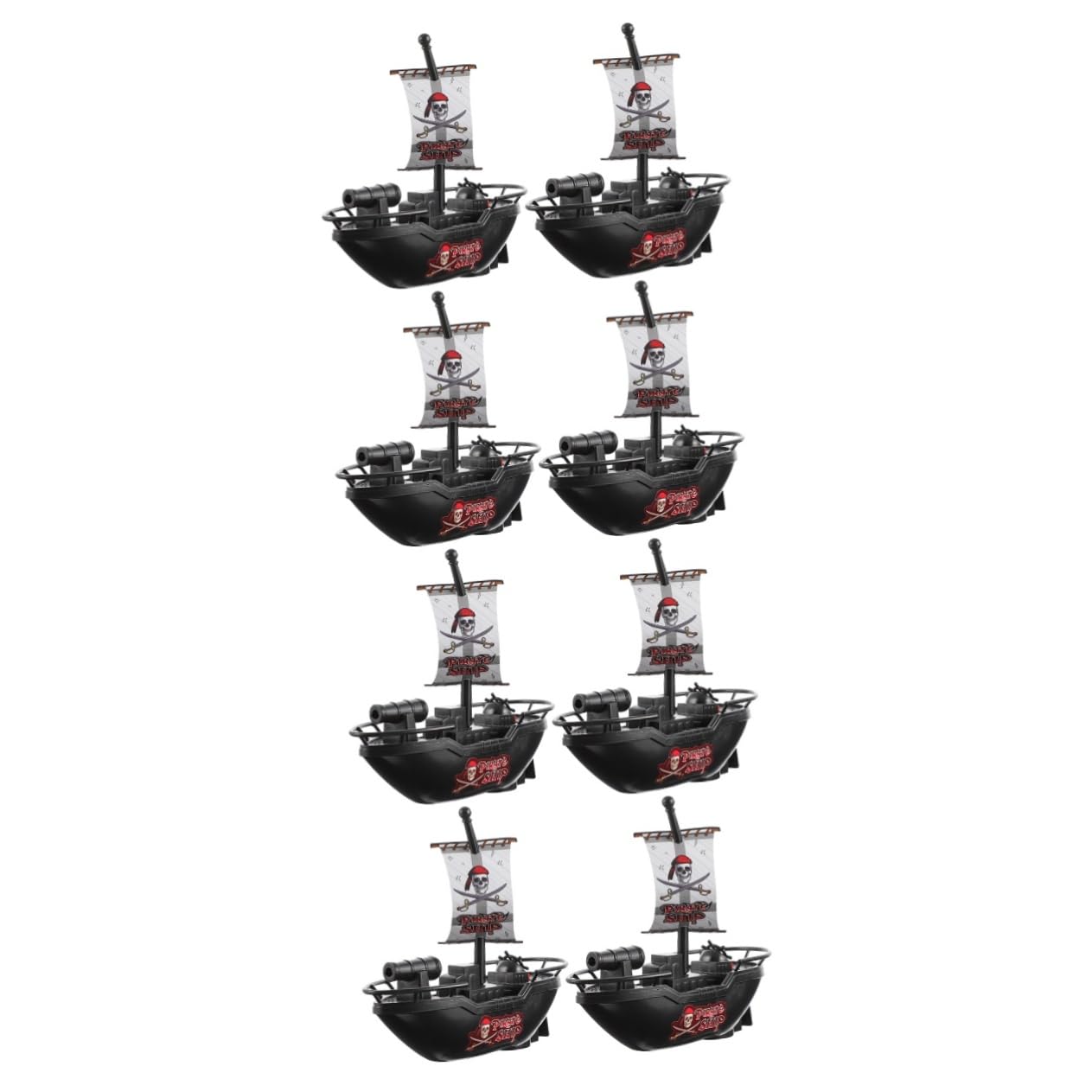 UPKOCH 8 Pack Pirate Boat Bathtub Toys - Plastic Sailboat Set for Kids, Pool & Water Play - Summer Fun, Bath Time, Outdoor Adventures (Black)