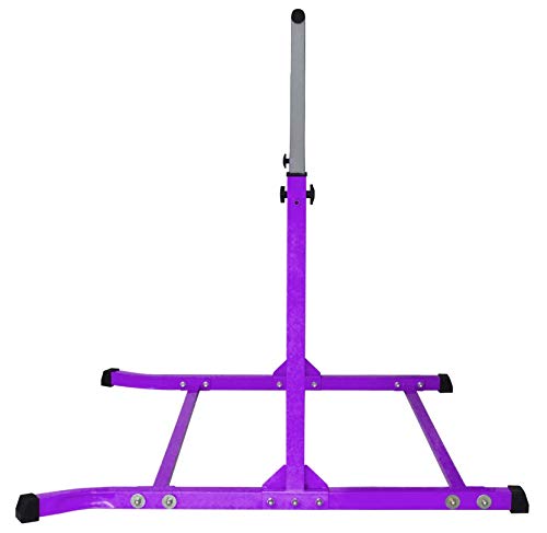 Adjustable Kids Gymnastics Bar - 3 to 5 FT Height Expandable Training Bar with Cushioned Rail & Curved Legs for Home Practice (Purple) | Perfect for Junior Gymnasts, Backyard Training & Indoor Exercise