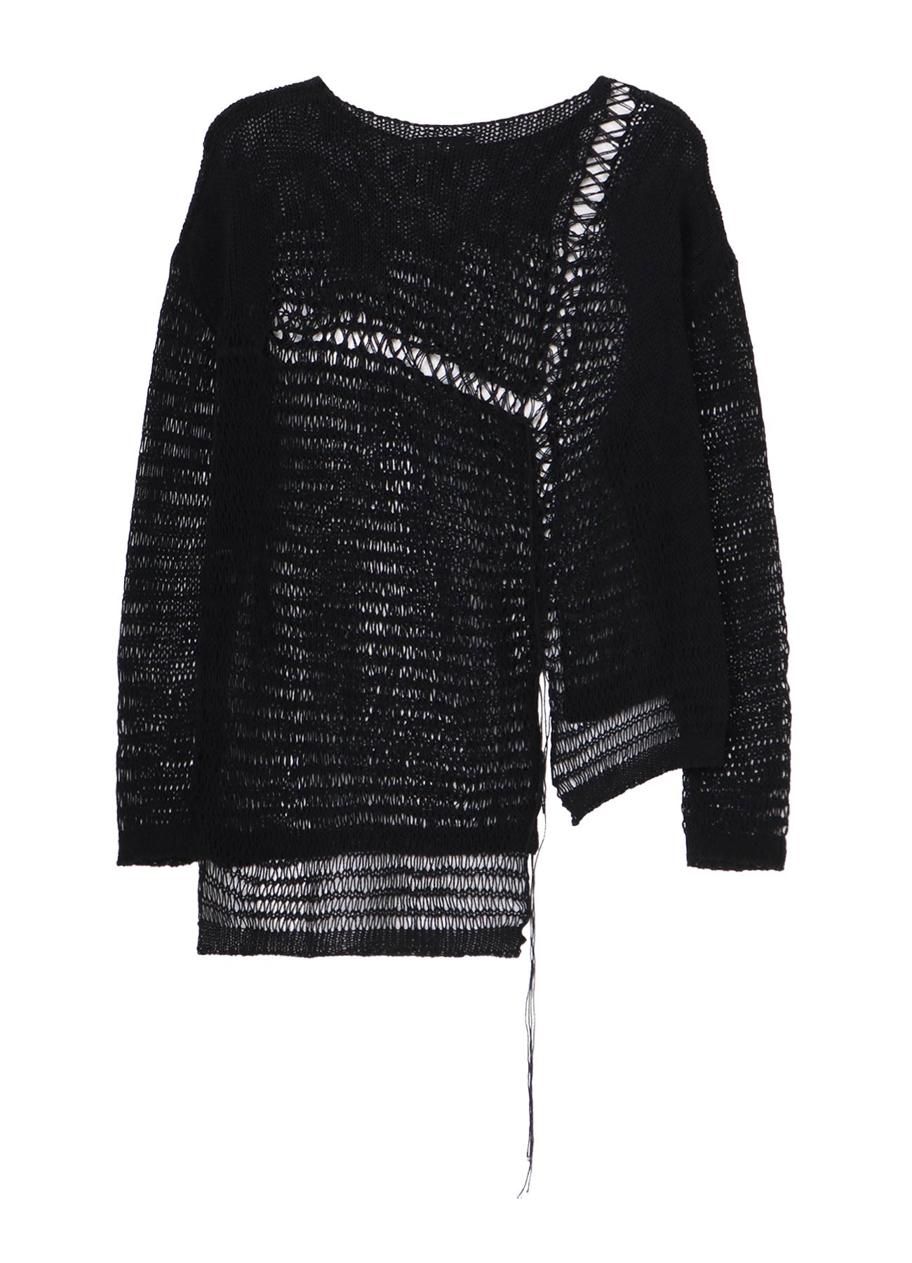 Asymmetrical Long Sleeve Knit Sweater for Women - Trendy Damaged Effect Pullover - Perfect for Casual Outings, Date Nights & Fall Layering