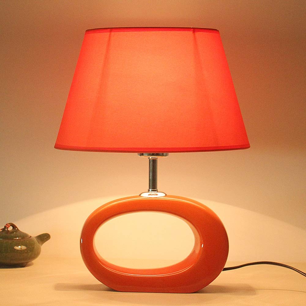 Modern Ceramic Table Lamp with Oval Shade - 14.5
