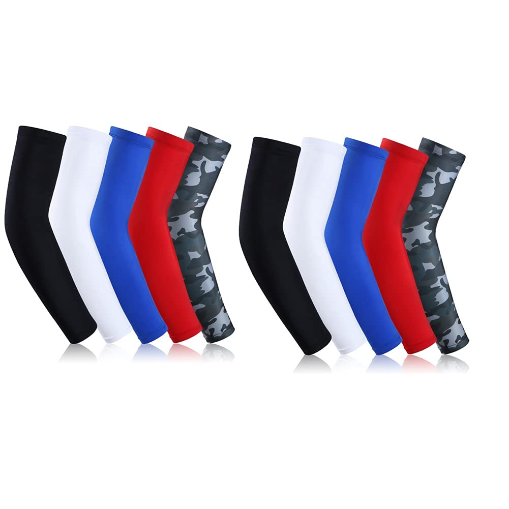 UV Protection Arm Sleeves for Men & Women - Breathable Sports Arm Warmers for Baseball, Softball, Driving & Outdoor Activities - Anti-Slip Unisex Arm Guards (10-Pack, Large) - Perfect for Sun Protection During Sports & Outdoor Adventures