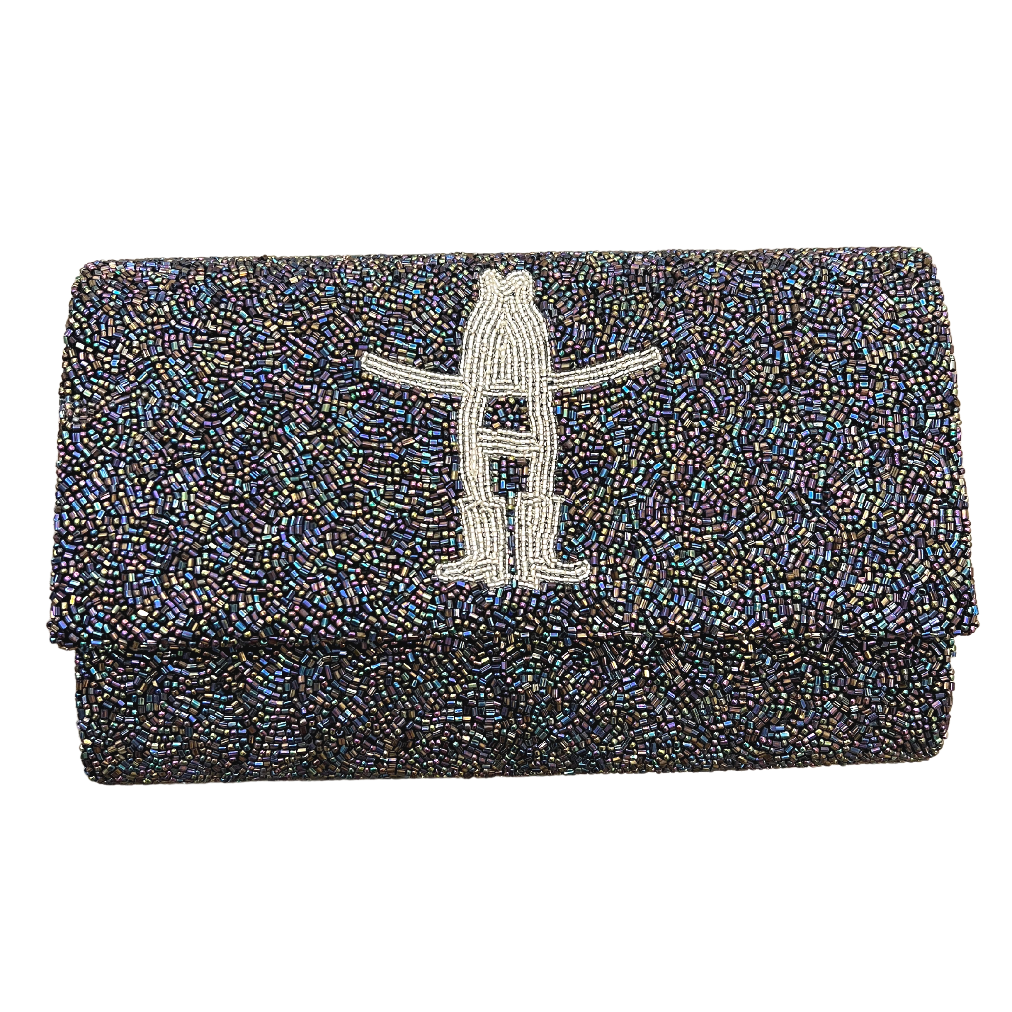 Houston Rodeo Logo Fully Beaded Clutch Purse - Western Cowgirl Rhinestone Evening Bag for Parties, Weddings & Special Events