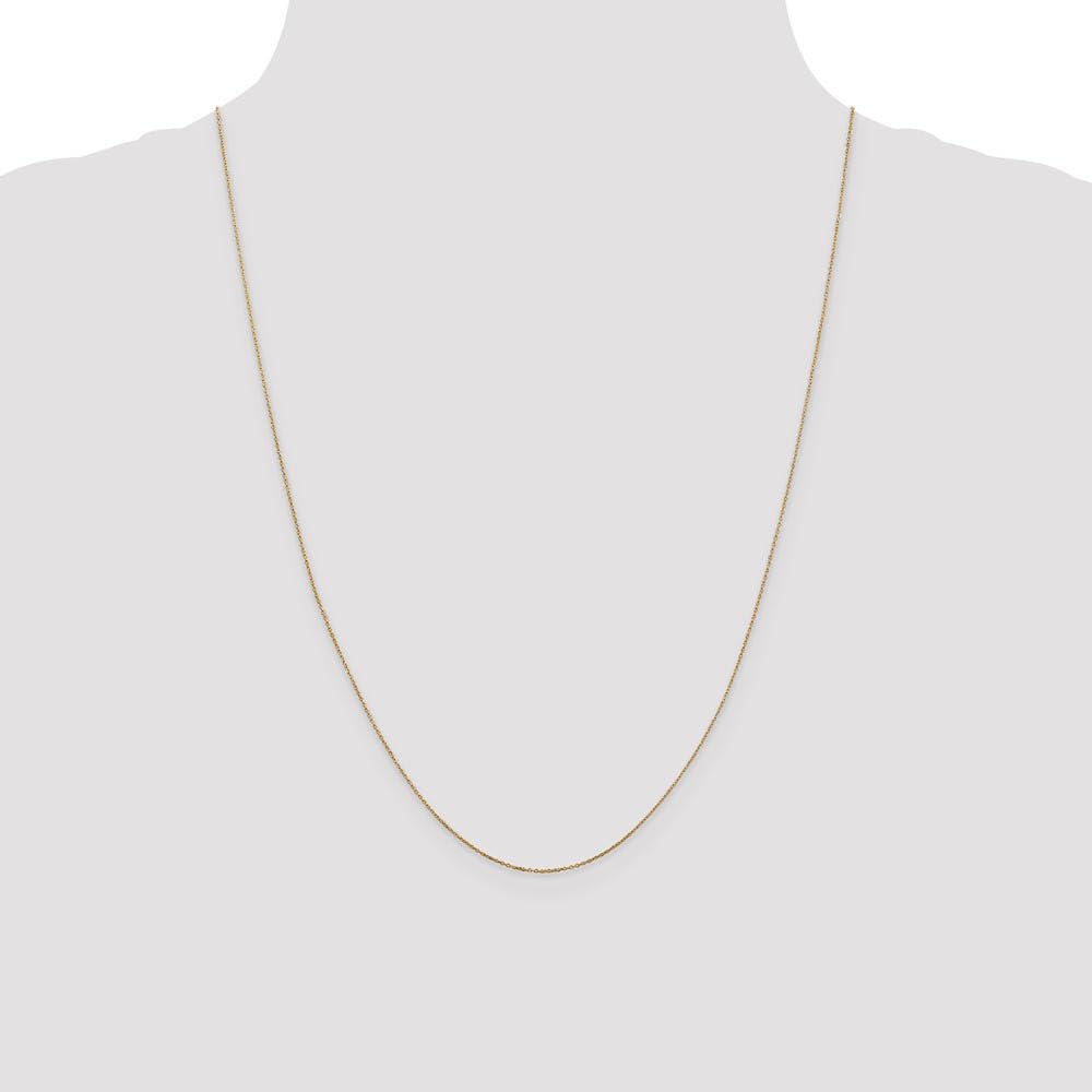 14k Yellow Gold Diamond Cut Cable Chain Necklace for Women