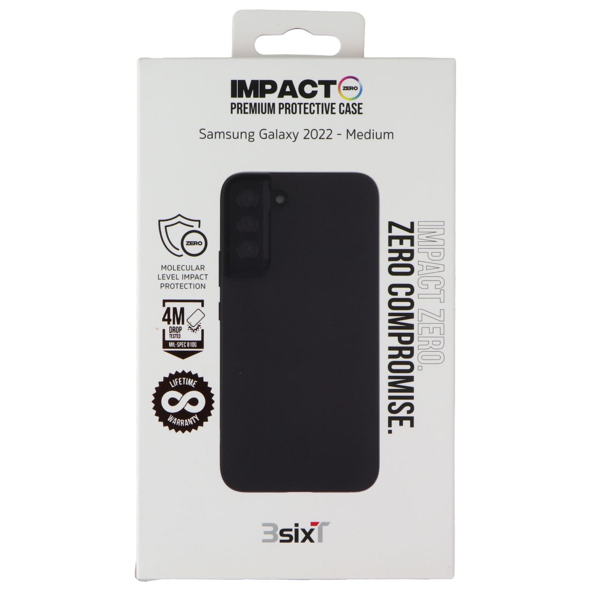 3SIXT Impact Zero Protective Case for Samsung Galaxy S22+ - Shockproof, Anti-Scratch, Slim Fit Phone Cover (Black) | Perfect for Outdoor Activities, Travel & Daily Protection
