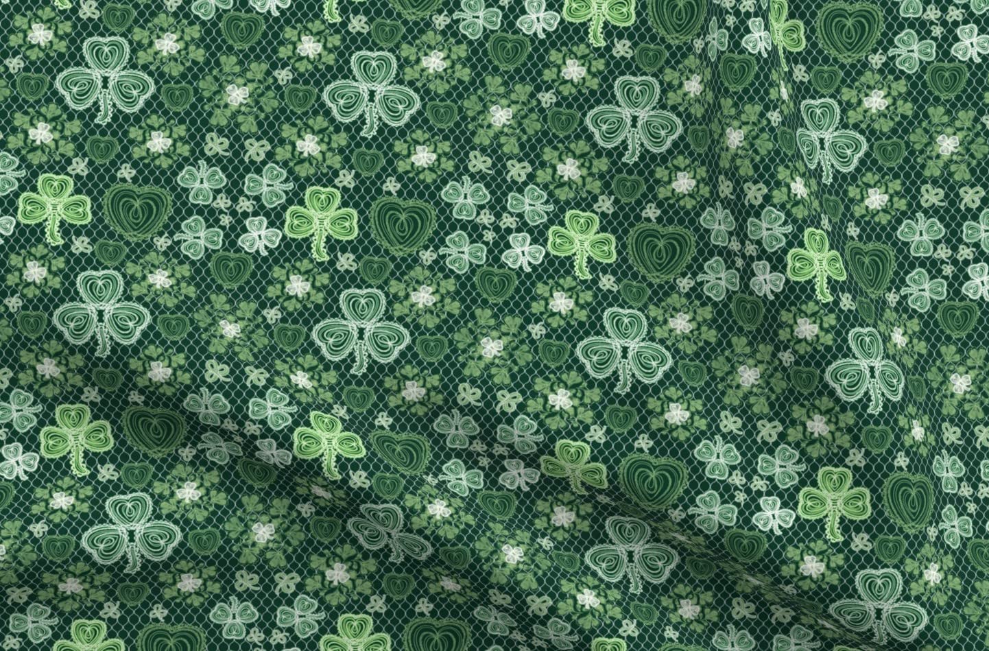 Irish Lace Dark Green Clover Hearts Shamrocks Printed Minky Fabric - Fat Quarter for Sewing Baby Blankets, Quilt Backing & DIY Plush Projects - Soft & Cozy Nursery Decor, St. Patrick's Day Crafts