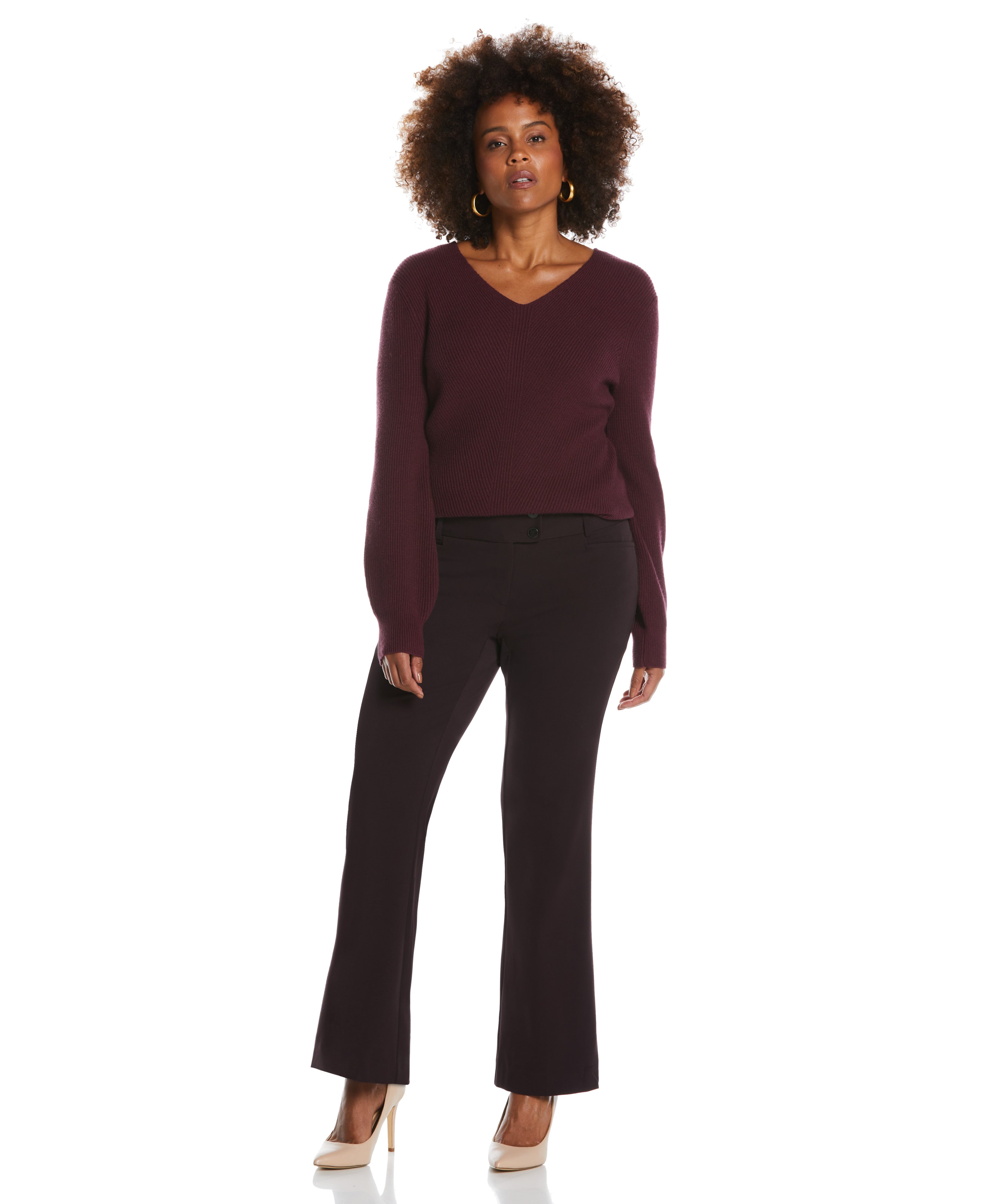 Gabardine Bootcut Pants for Women - Curvy Fit & Comfortable Stretch - Perfect for Office, Business Casual & Everyday Wear