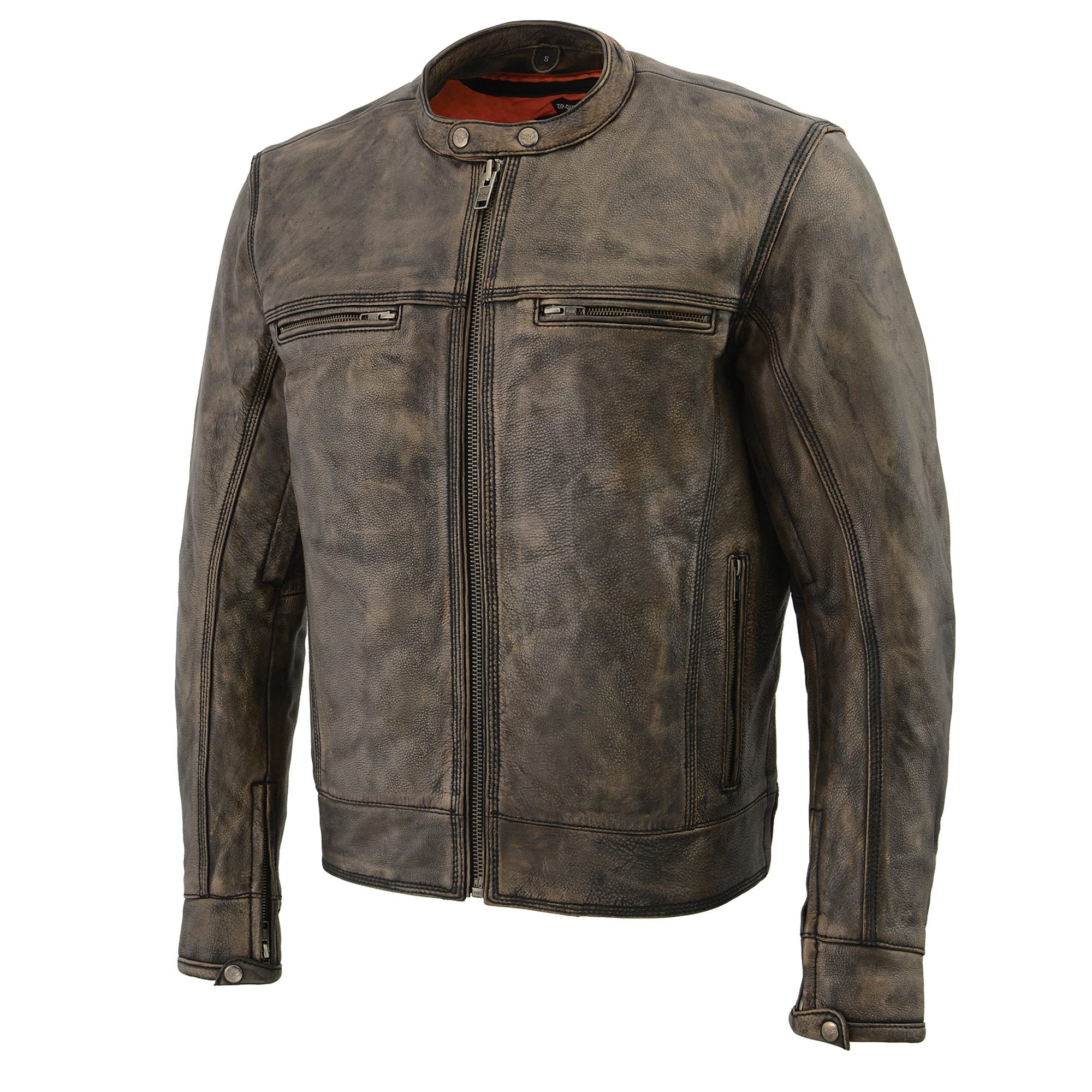 Milwaukee Leather Men's Distressed Brown Motorcycle Jacket with Venting - Breathable Biker Jacket for Harley Riders - Perfect for Cruising, Commuting & Road Trips