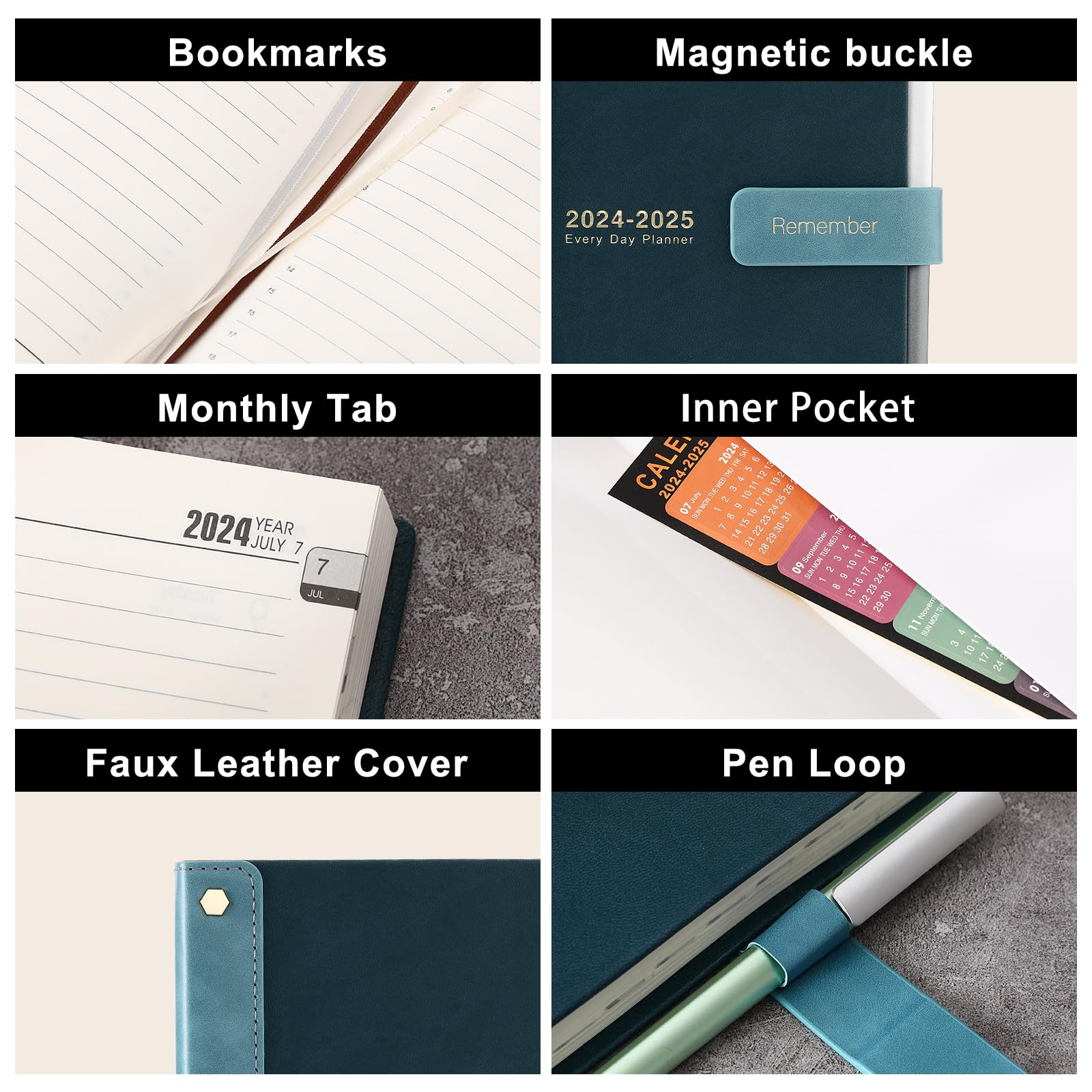 **Mljtoyo Academic Planner 2024-2025 – A5 Hardcover Daily & Monthly Organizer with Pen, Stickers, Inner Pocket – Perfect for Students, Teachers & Professionals (July 2024 - June 2025)**    *(Great for School Schedules, Work Deadlines, Goal Tracking & Personal Organization!)*