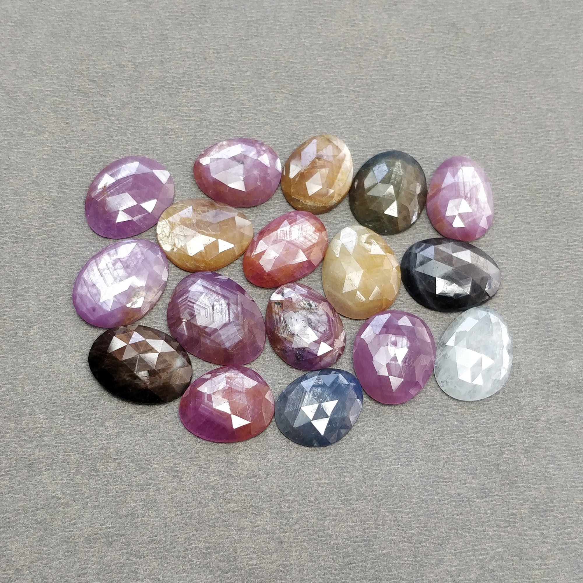 Natural Untreated Multi-Color Sapphire Gemstone Lot - Rose Cut Egg Shape for Jewelry Making, Engagement Rings & Healing Crystals | Wholesale Bulk Gems for DIY Crafting