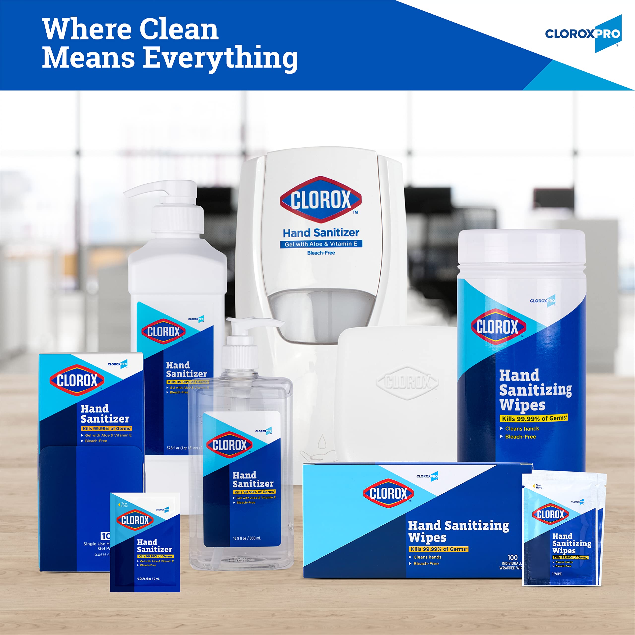 Clorox Pro Hand Sanitizer Gel Dispenser with Floor Stand - 1000mL Alcohol-Based Sanitizing Gel, Kills 99.999% Germs, Bleach-Free - Ideal for Offices, Schools, Hospitals & Commercial Spaces - Touchless Hygiene Solution for High-Traffic Areas