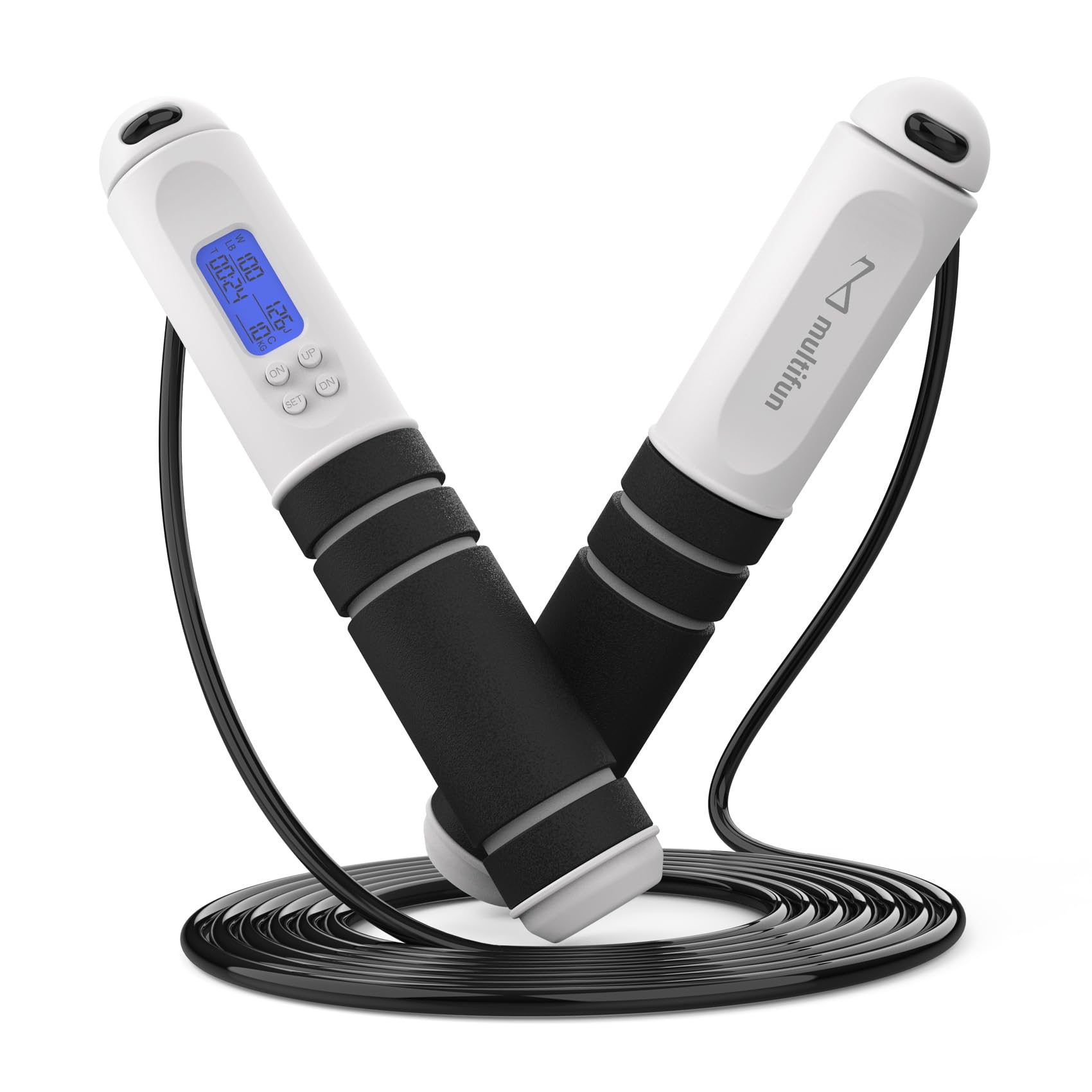 Adjustable Digital Jump Rope with Calorie Counter - Ball Bearing Skipping Rope with Alarm for Fitness, CrossFit, Boxing & MMA Training - Perfect for Home Gym, Weight Loss & Cardio Workouts