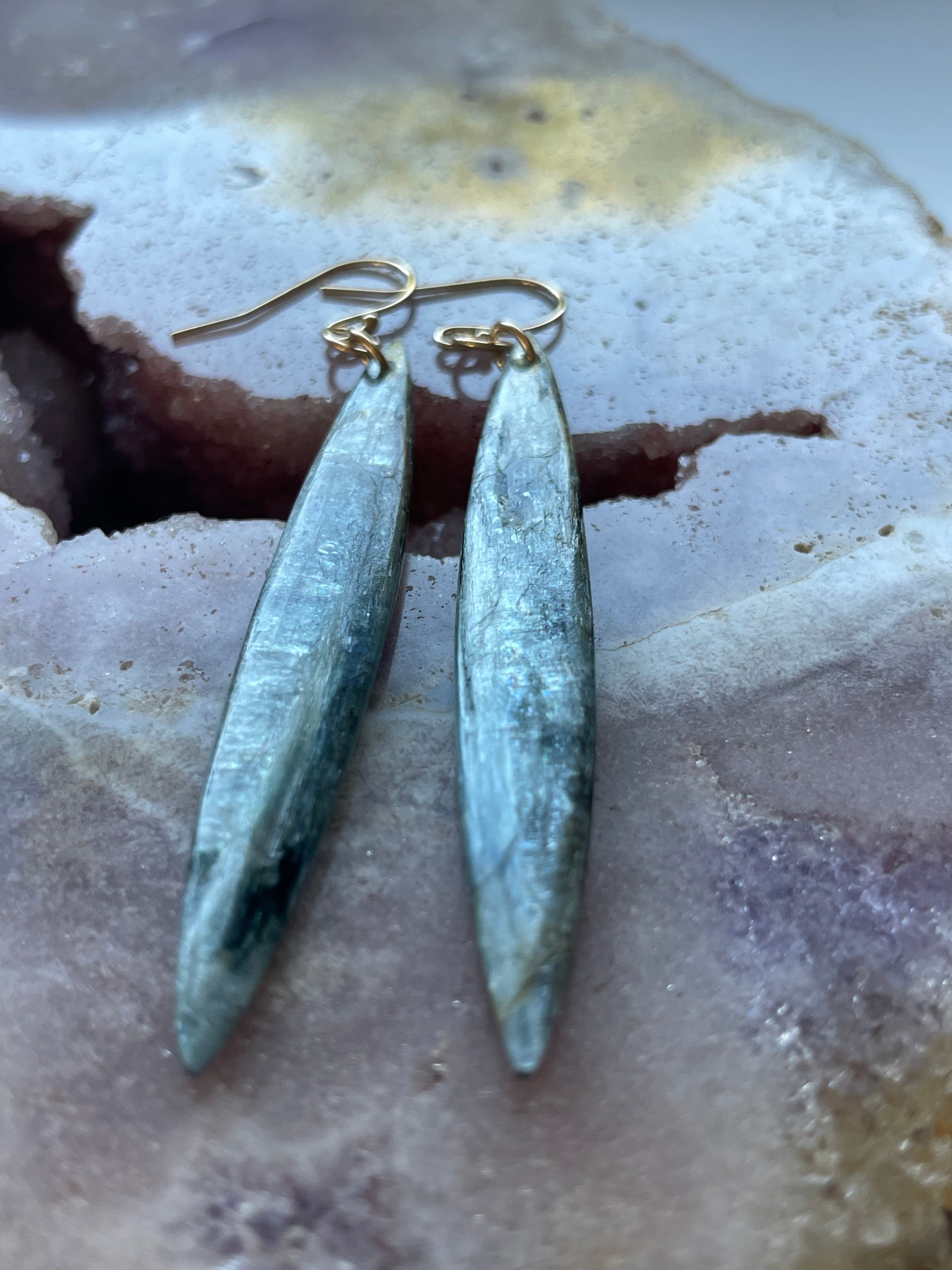 14kt Gold Filled Kyanite Statement Earrings for Women | Elegant Dangle Jewelry for Parties, Weddings & Special Occasions