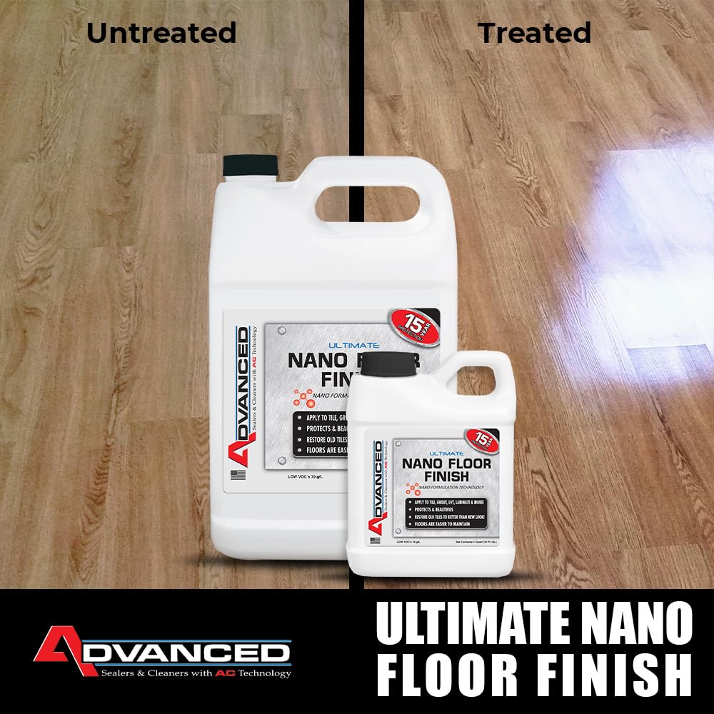 Advanced Ultimate Nano Floor Finish with Nano Formulation Technology - Ceramic & Porcelain Tile, Vinyl, LVT, Hardwood & Laminate Floor Sealer & Rejuvenator (1 Gallon) - Perfect for High-Traffic Areas, Kitchens & Bathrooms