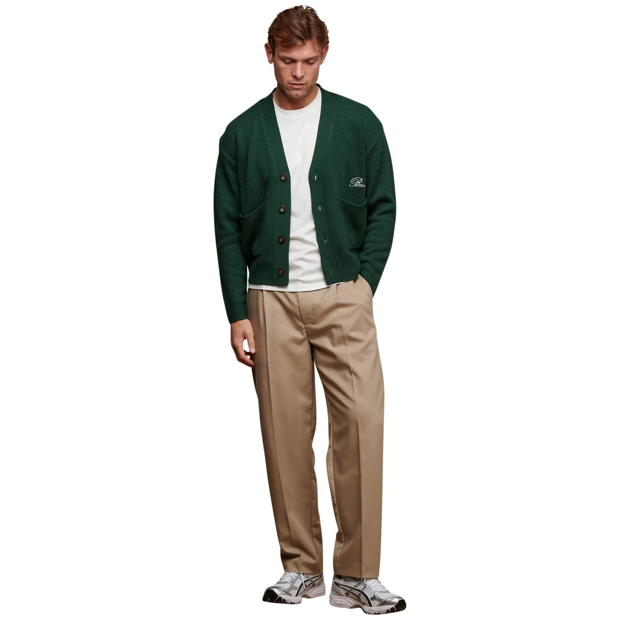 Belier Green Relaxed Fit Knitted Cardigan Women's Casual Sweater - Perfect for Fall Layering, Coffee Dates & Cozy Evenings