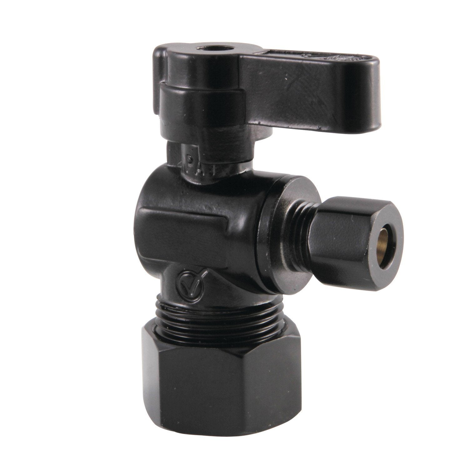 5/8 Inch O.D. Comp x 1/4 Inch O.D. Comp Quarter Turn Angle Shut Off Valve - Brass Water Supply Valve for Refrigerator, Ice Maker, and RO System Installation