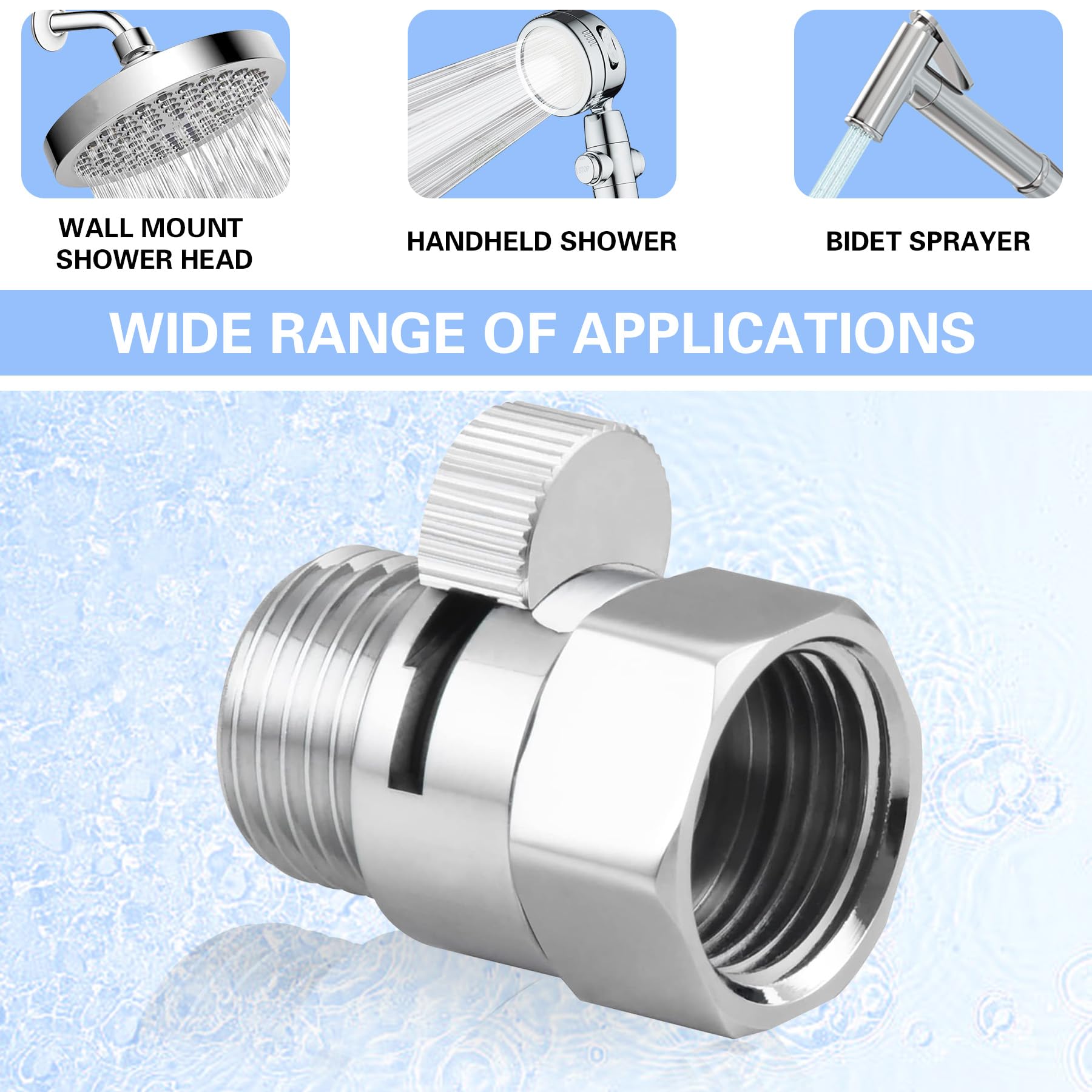 Worldwhere Shower Flow Control Valve - Brass Shut Off Valve for Hand Shower or Fixed Shower Head, G1/2