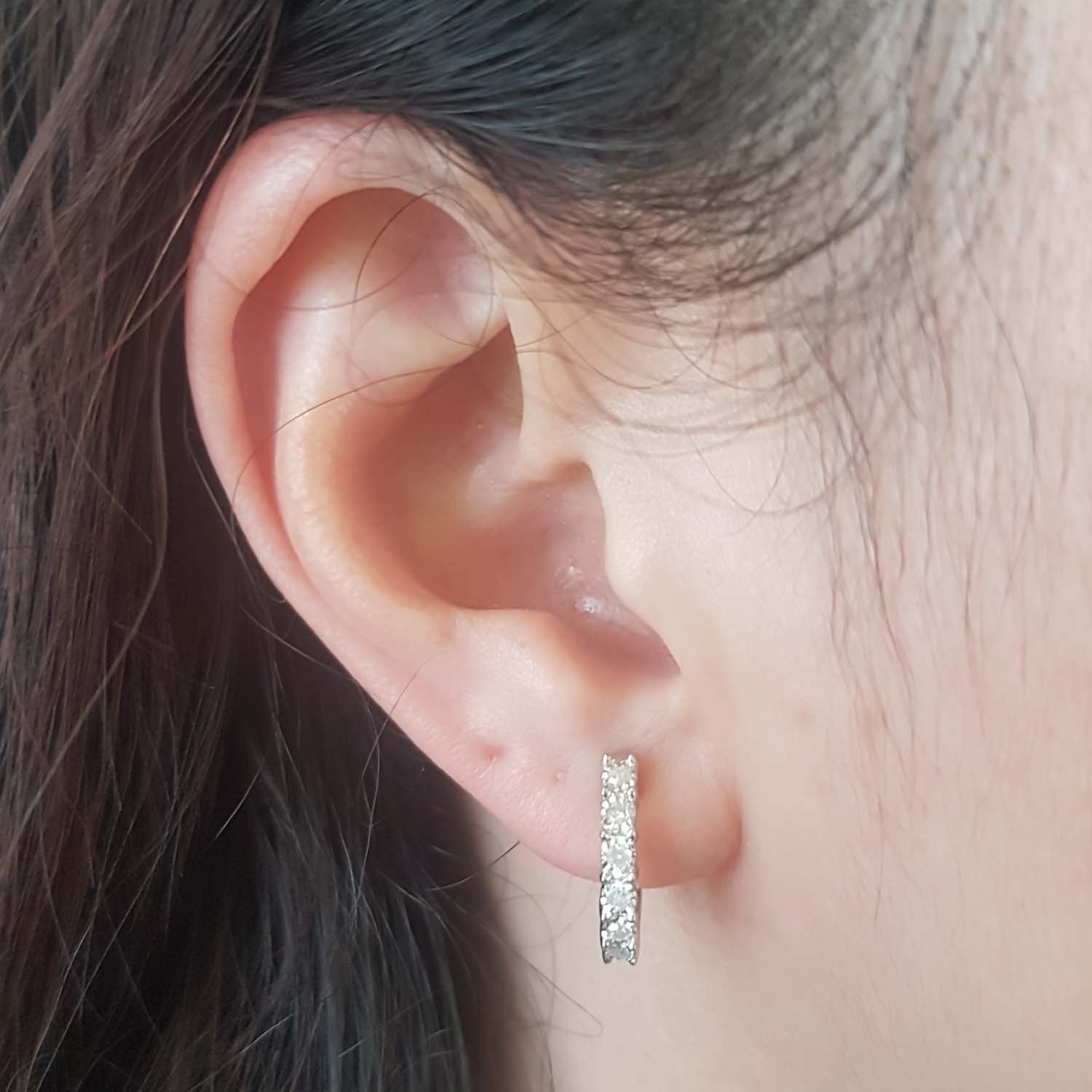 0.25 Carat Round White Diamond Hoop Earrings for Women - Sterling Silver Dazzlingrock Collection | Elegant Everyday Jewelry & Special Occasion Gift