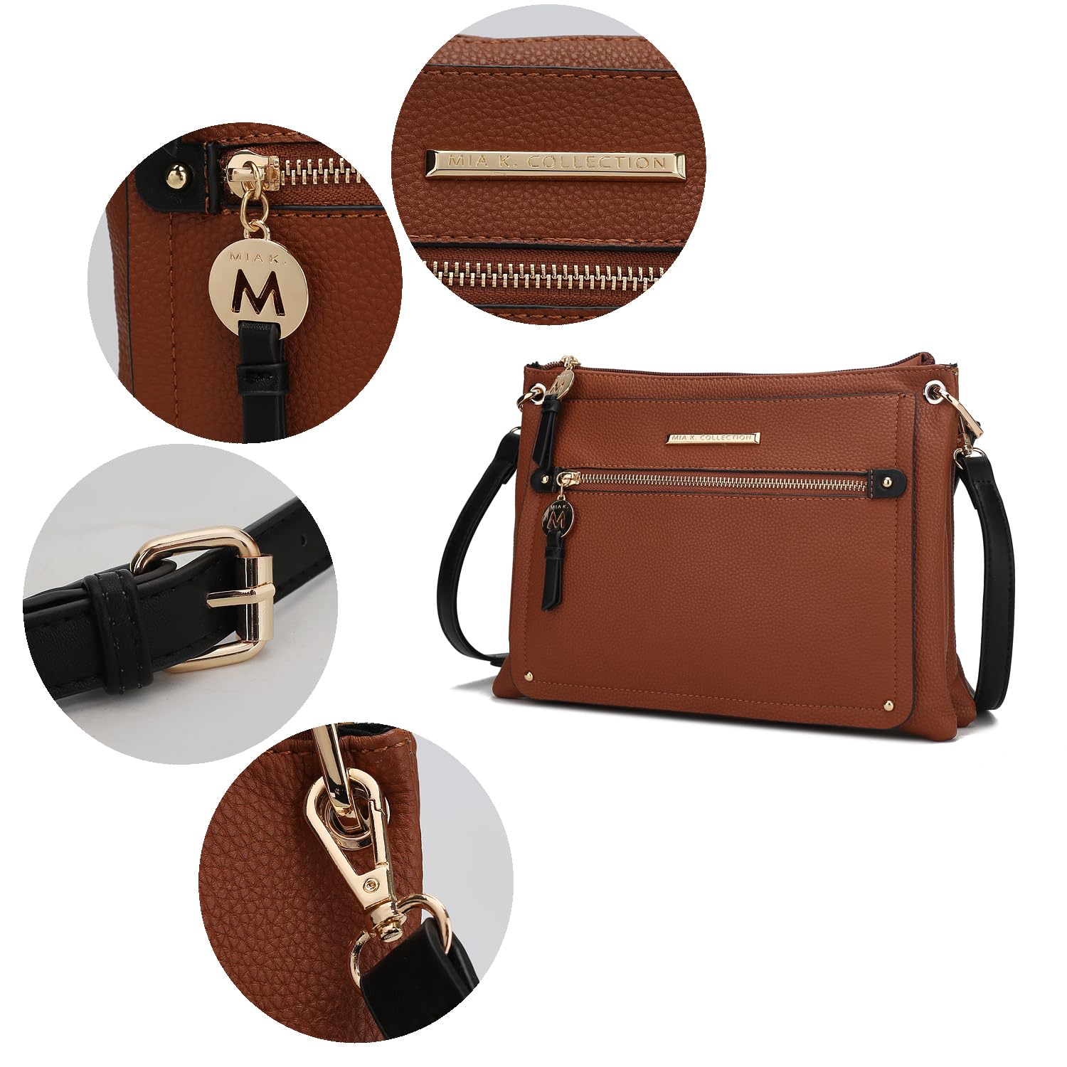 MKF Collection Women's Vegan Leather Crossbody Bag - Stylish Shoulder Purse Handbag for Everyday Use, Work & Travel | by Mia K