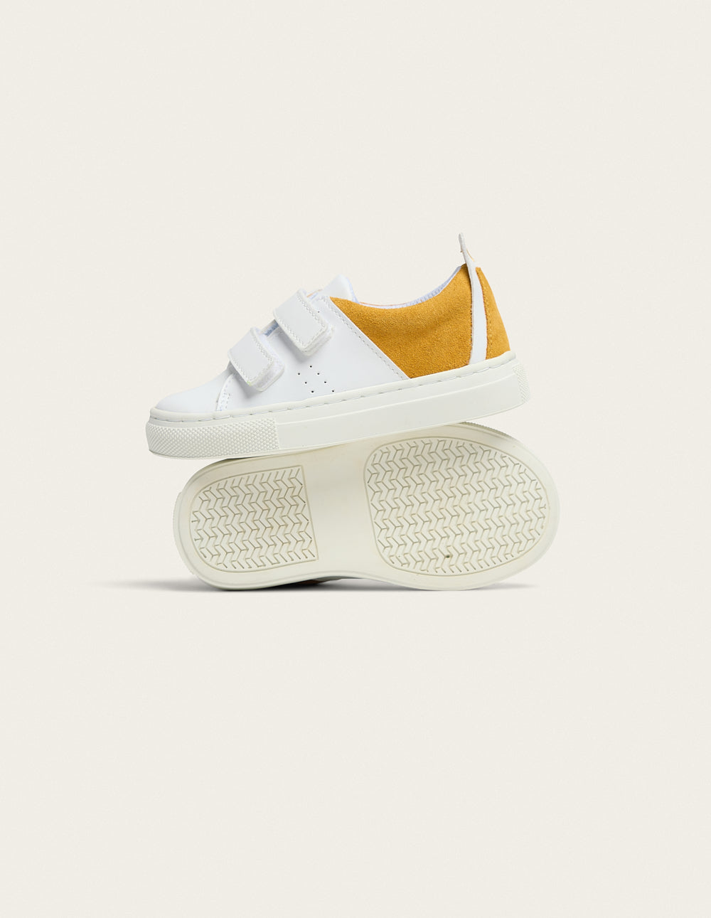 René Junior Kids Baskets - Mustard White | Stylish & Comfortable Sneakers for Boys & Girls | Perfect for School, Play & Everyday Wear